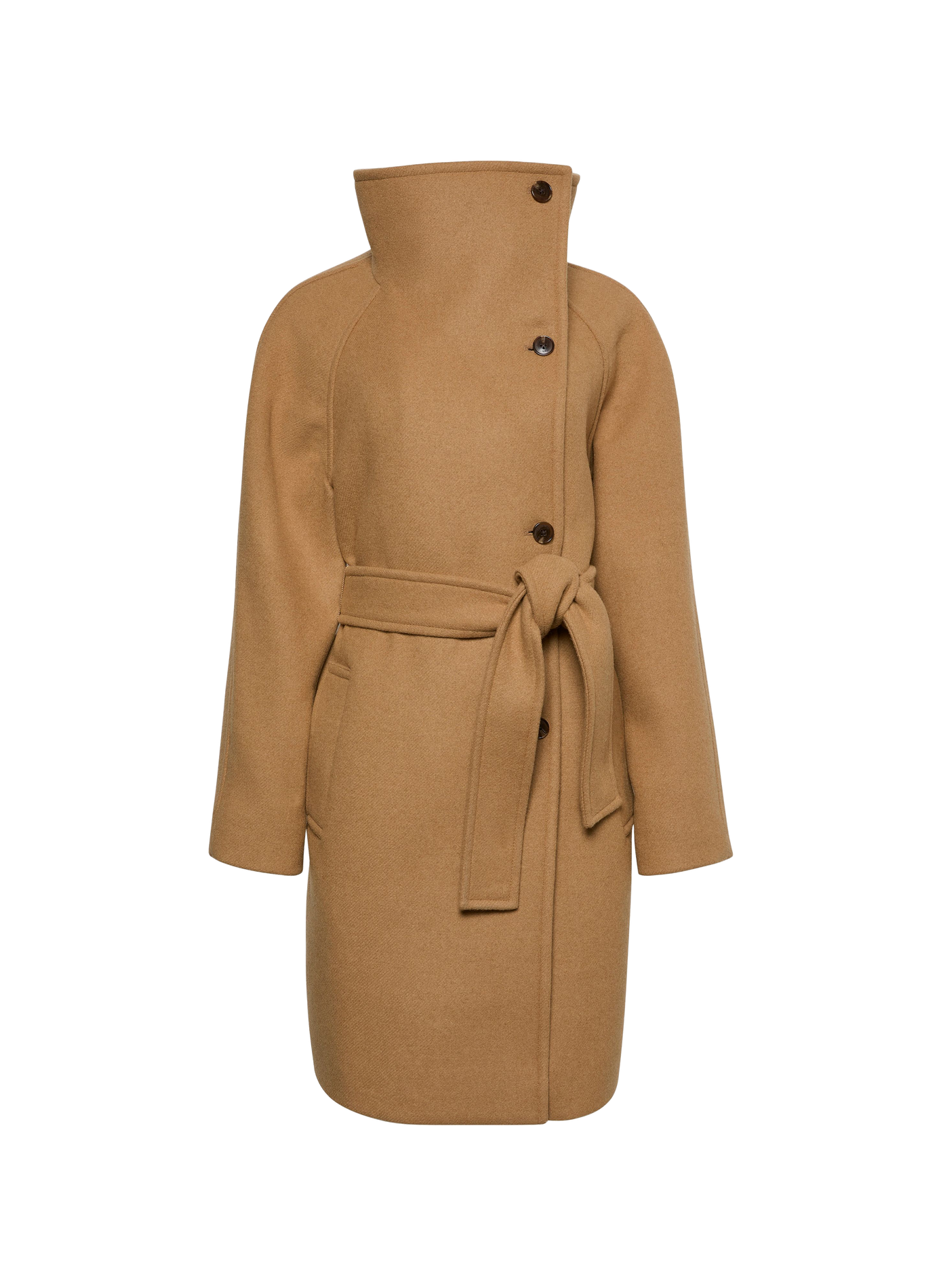 Straight coat with high collar in blended wool. | Brown CALVIN KLEIN Women