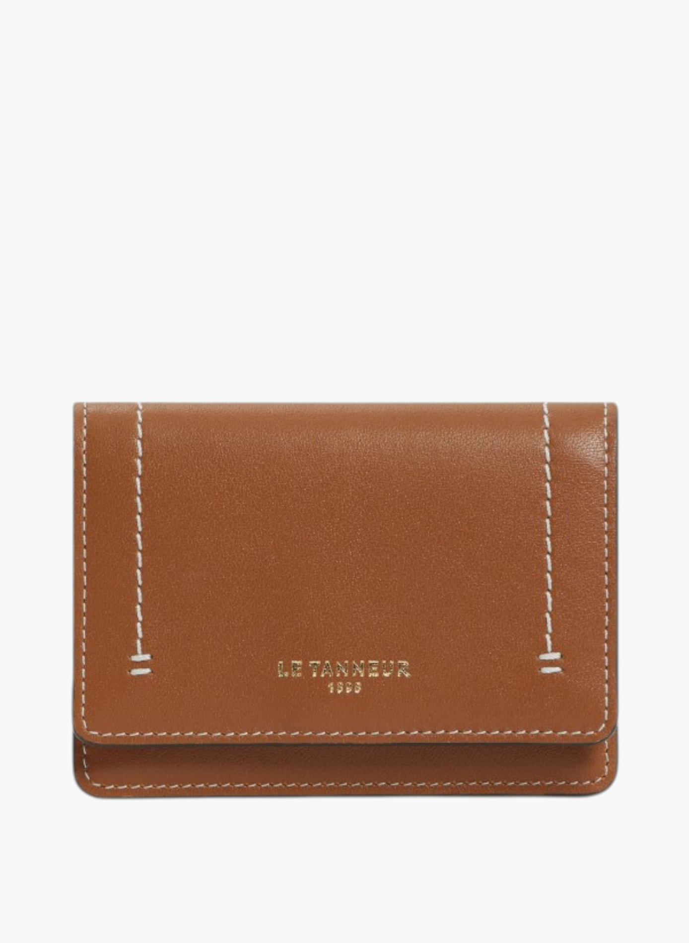 Petit porte cartes à rabat louison en cuir lisse LE TANNEUR Marron