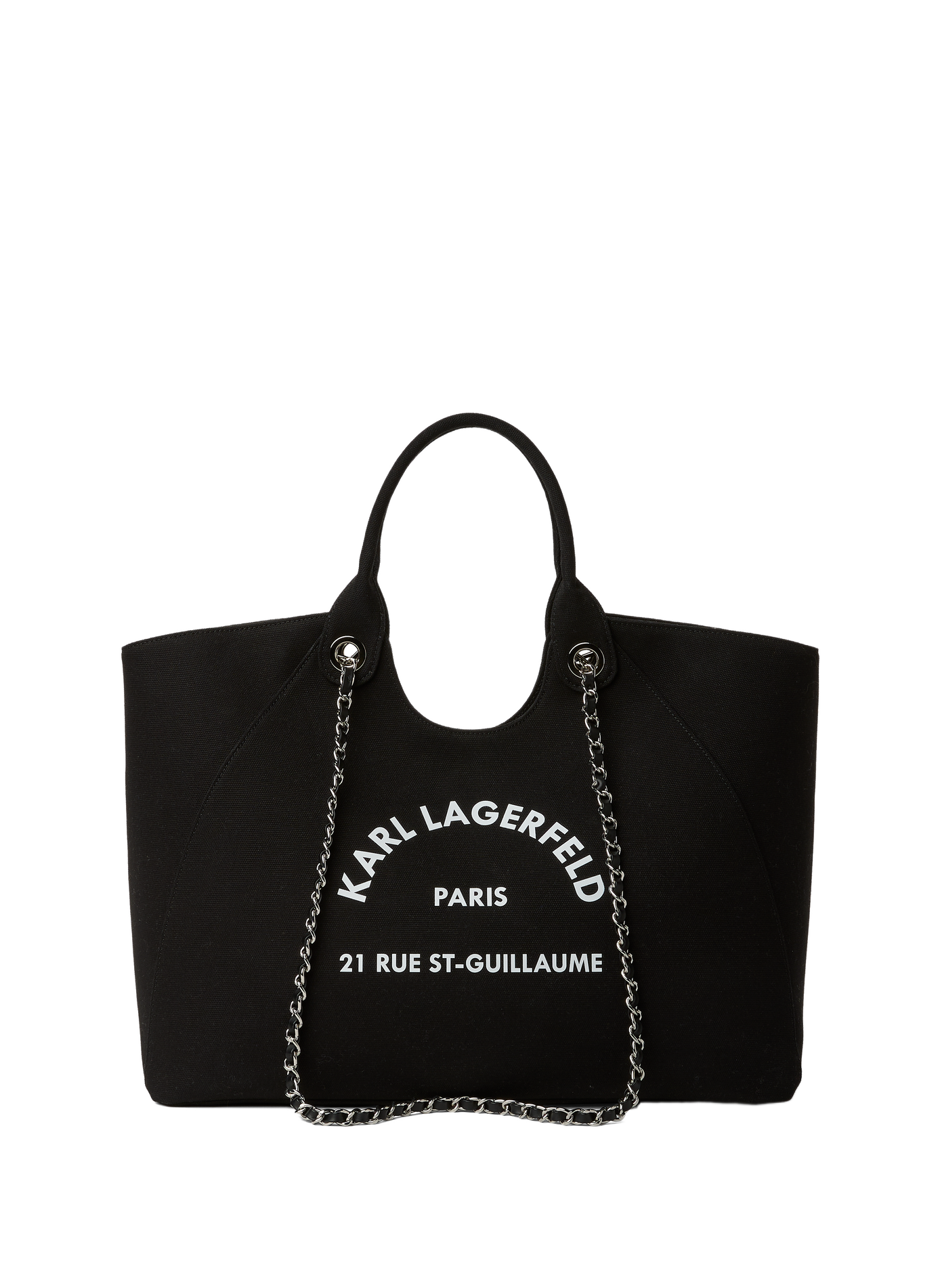 Sac à main imprimé en coton KARL LAGERFELD Noir