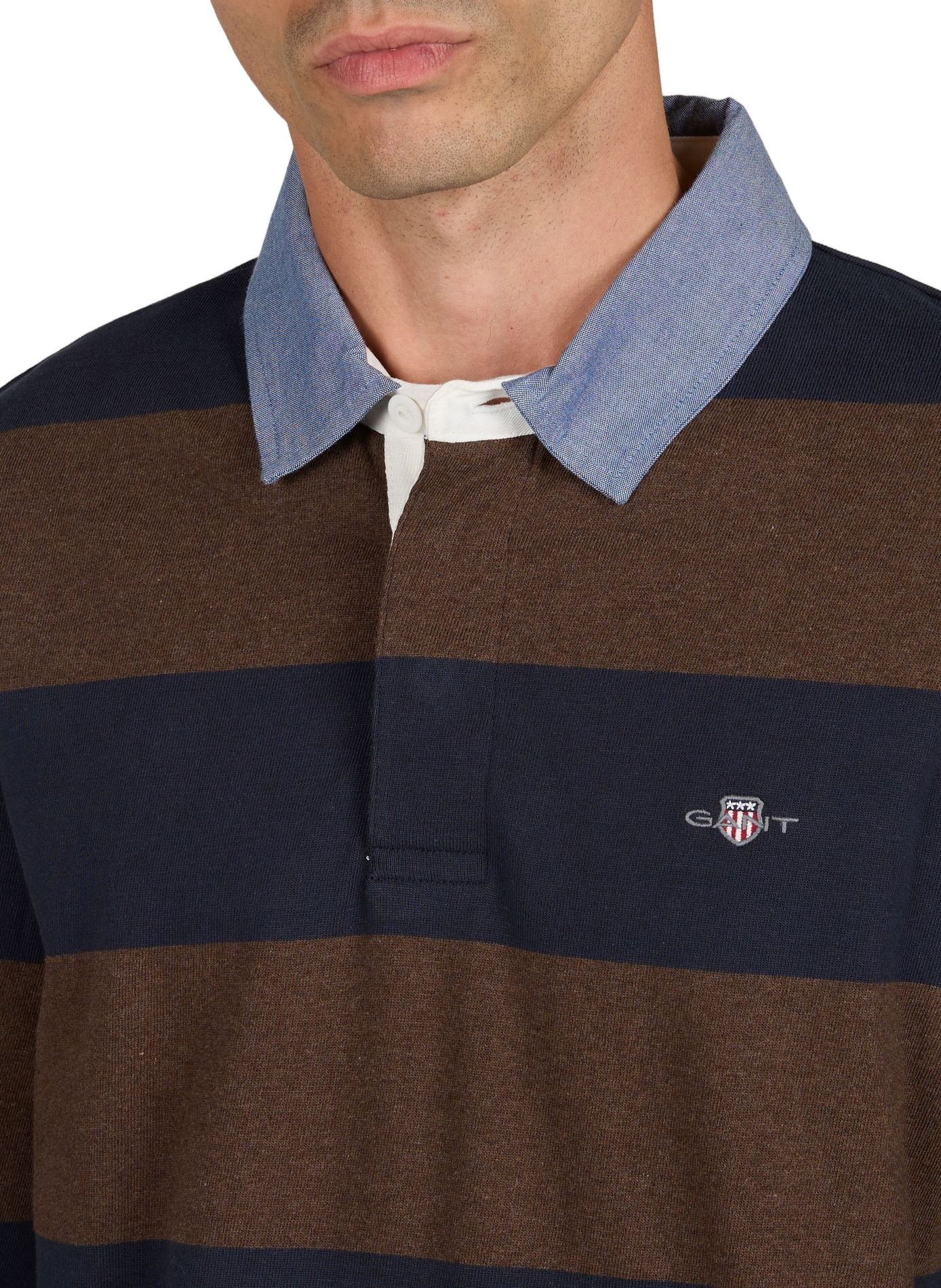 Long-sleeved cotton polo shirt GANT Brown