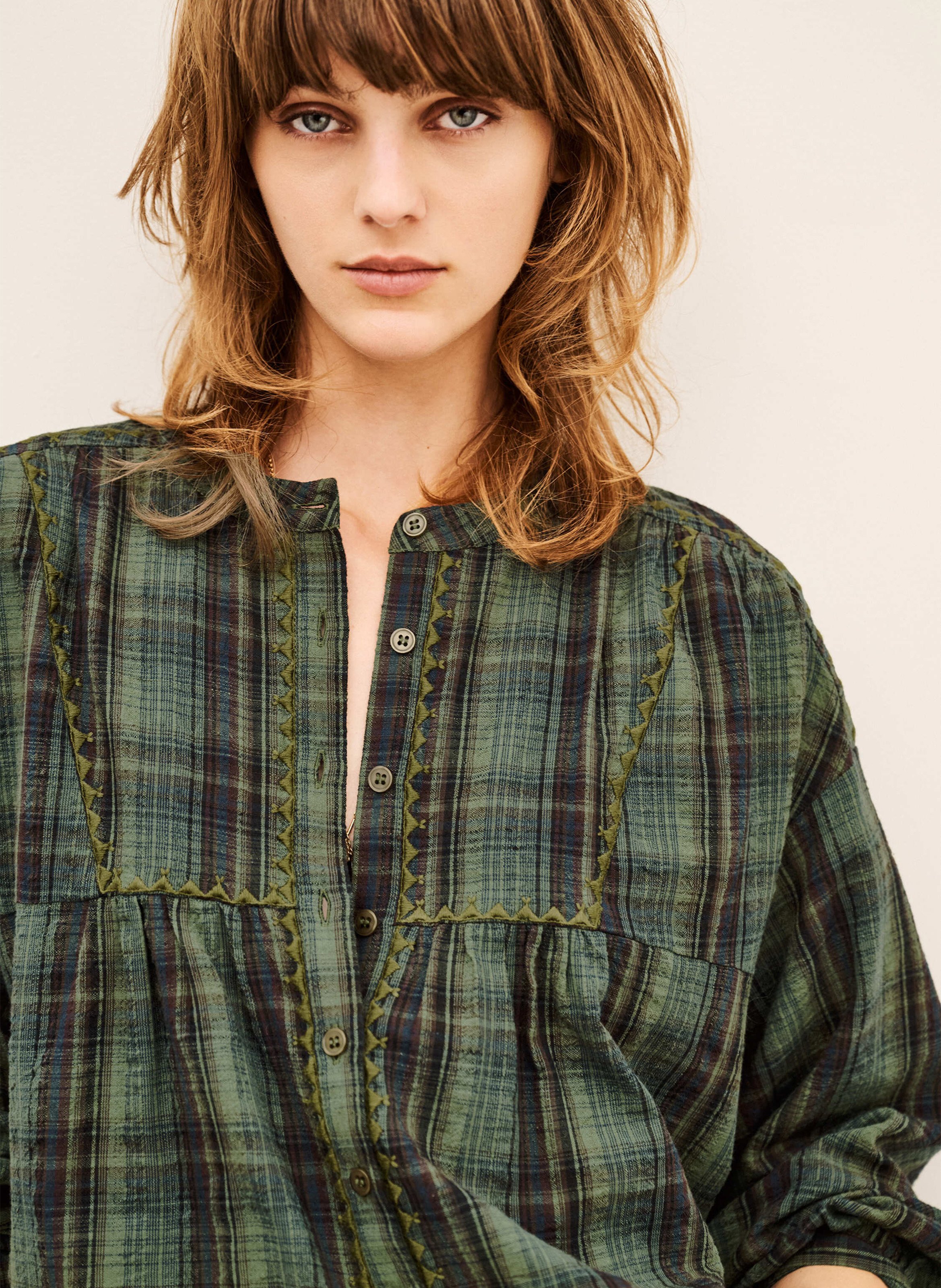 Chemise ample en coton et lin sisi BA&SH Vert