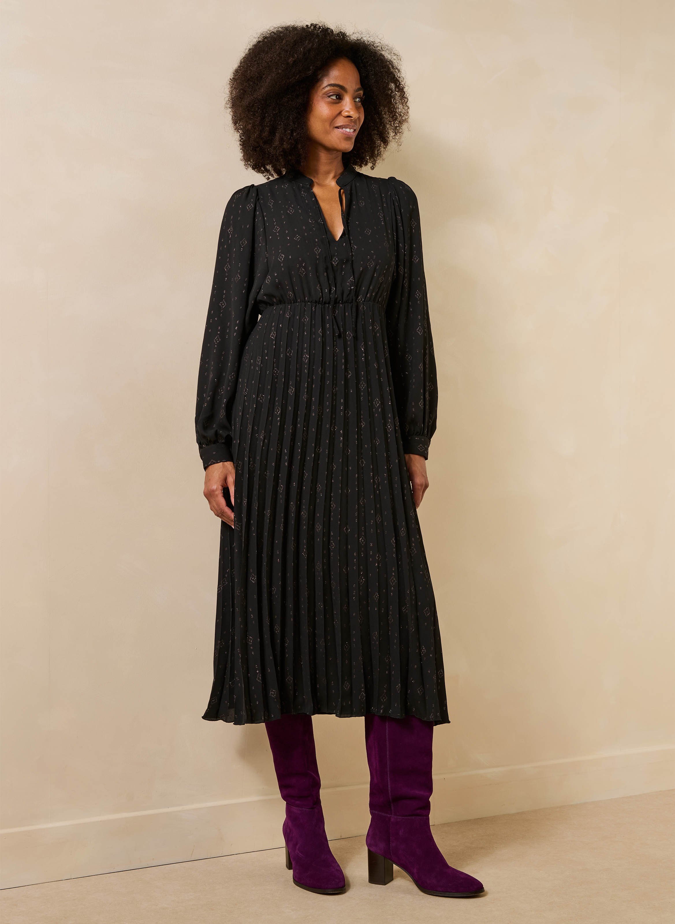 Lange jurk met print LA FEE MARABOUTEE Zwart