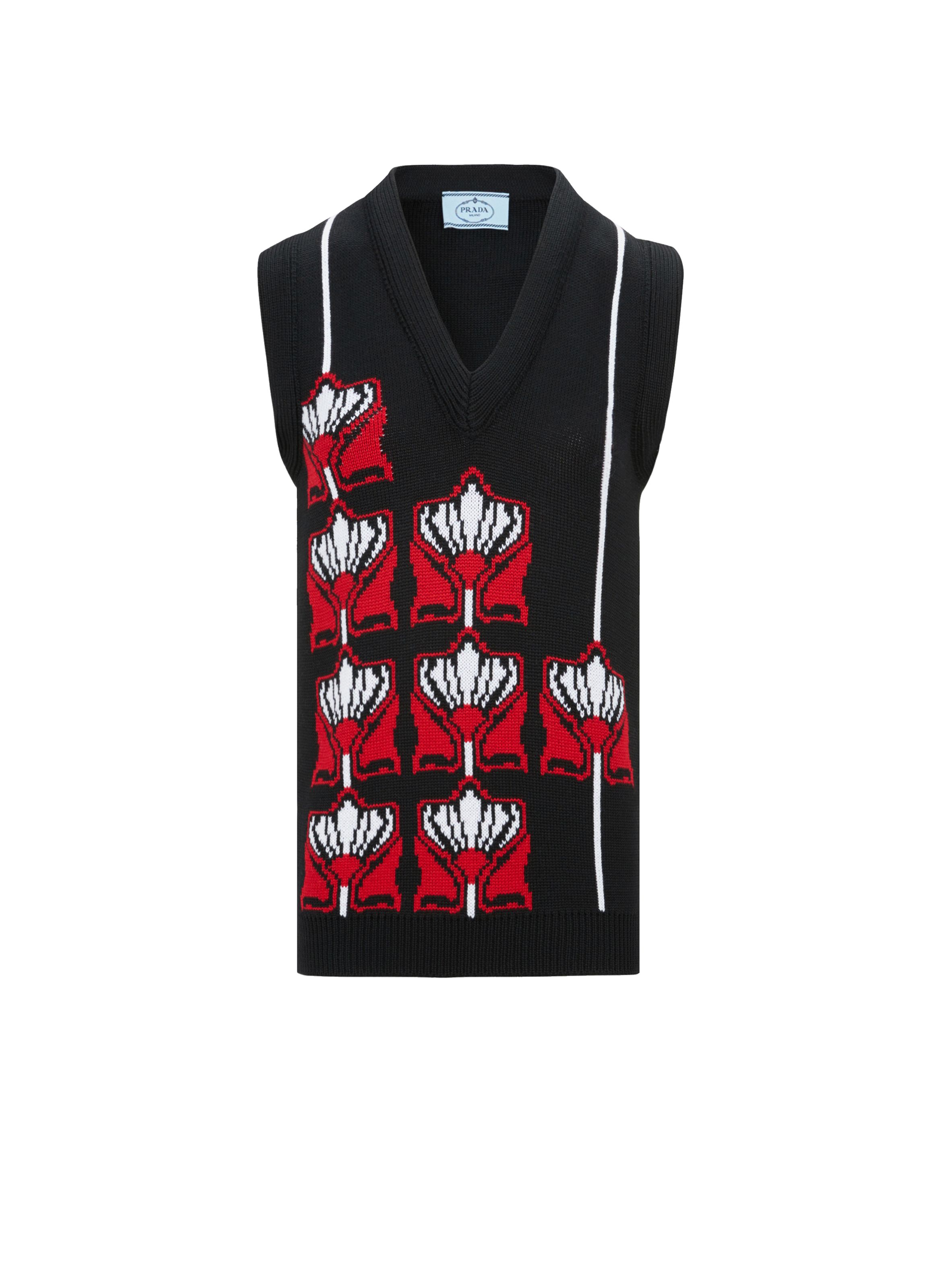 PRADA Pull sans manches en laine  Multicolore