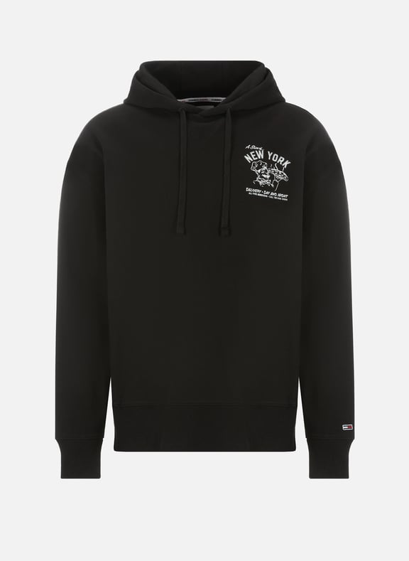Oversized cotton fleece hoodie Black by TOMMY HILFIGER TOMMY HILFIGER Oversized cotton fleece hoodie Black