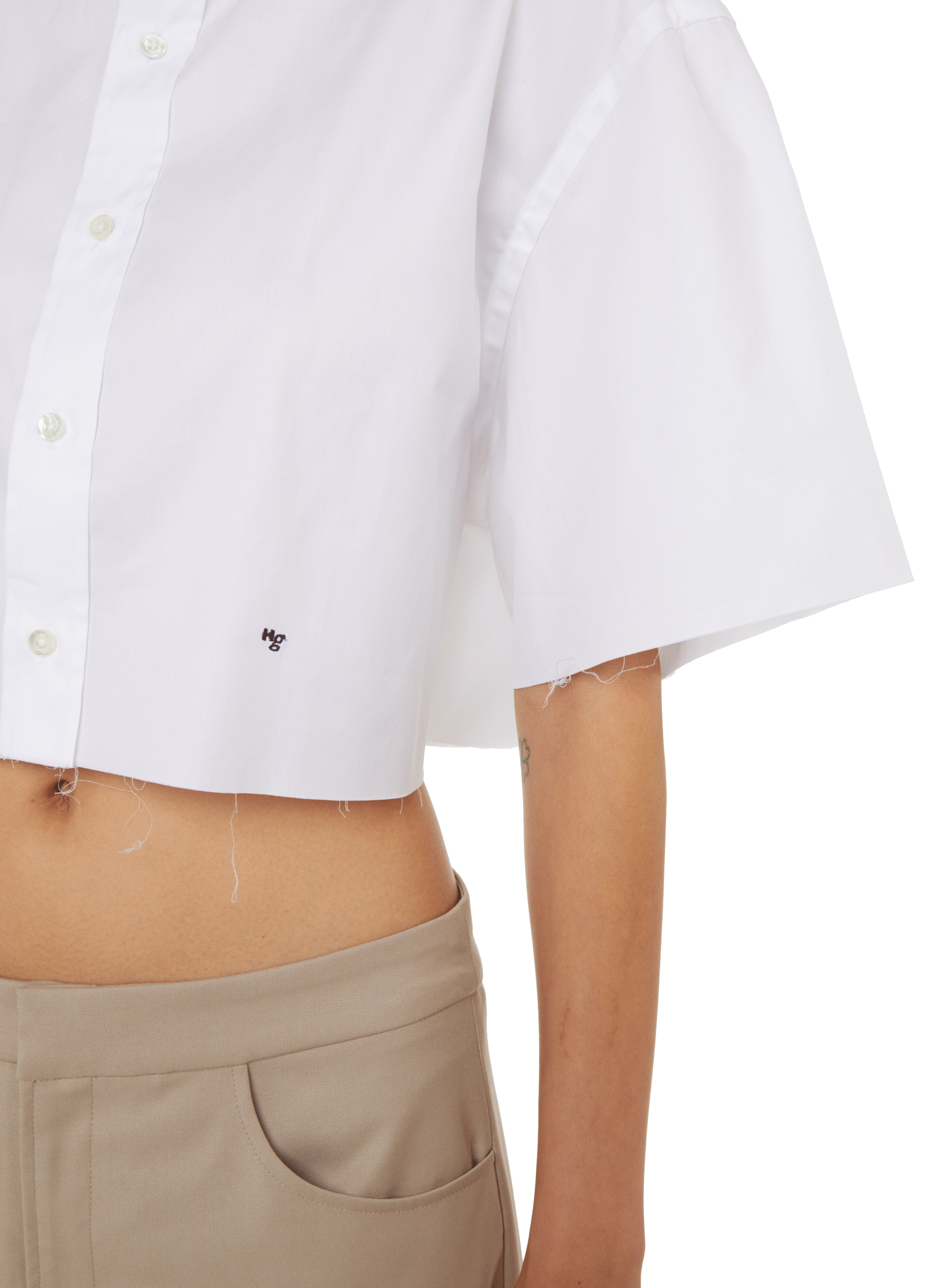 Cropped cotton shirt HOMMEGIRLS White