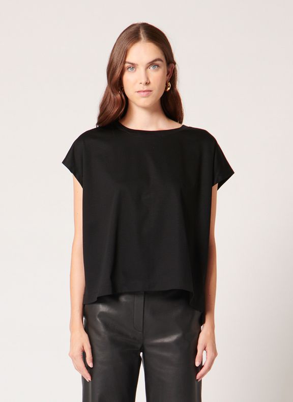 ZAPA T-shirt longueur standard uni  à manches courtes - towa Noir