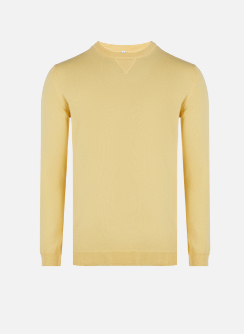 Round neck cashmere sweater YellowAU PRINTEMPS PARIS 