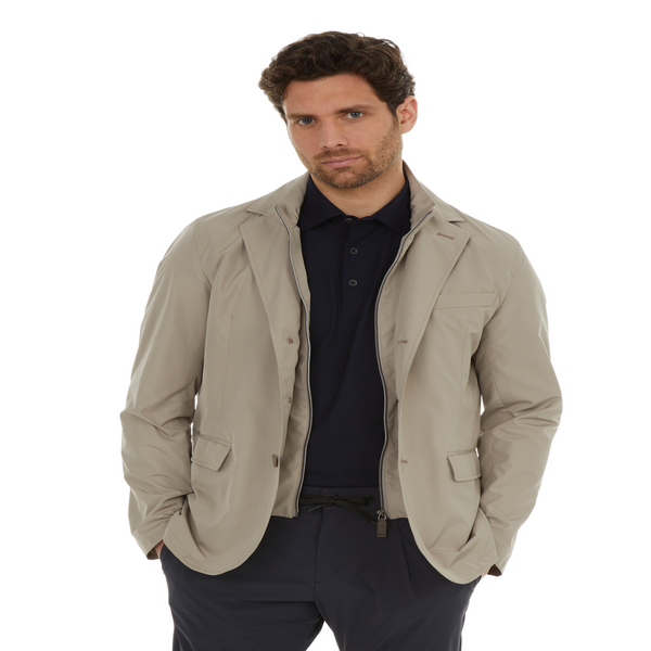 Shop Herno Blazer With Removable Lining In Brown
