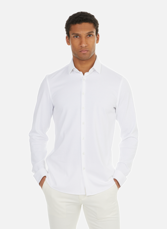 CALVIN KLEIN Button Down long-sleeve cotton Shirt White