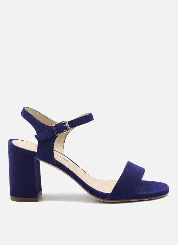 Sandales à talon cuir daim Bleu by JULES & JENN JULES & JENN Sandales à talon cuir daim Bleu