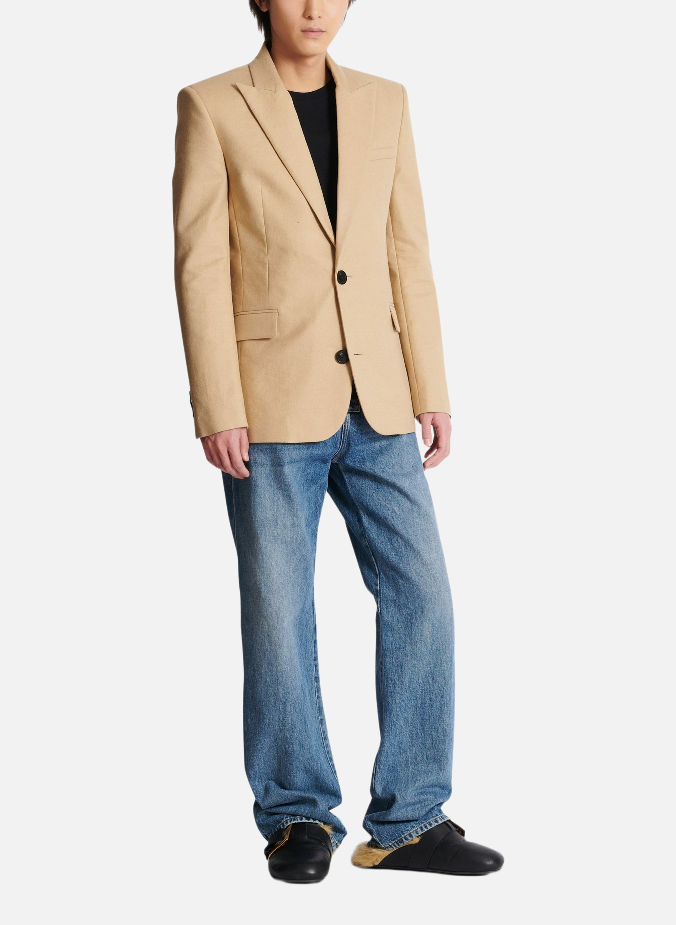 Veste 2 boutons en toile BALMAIN Beige
