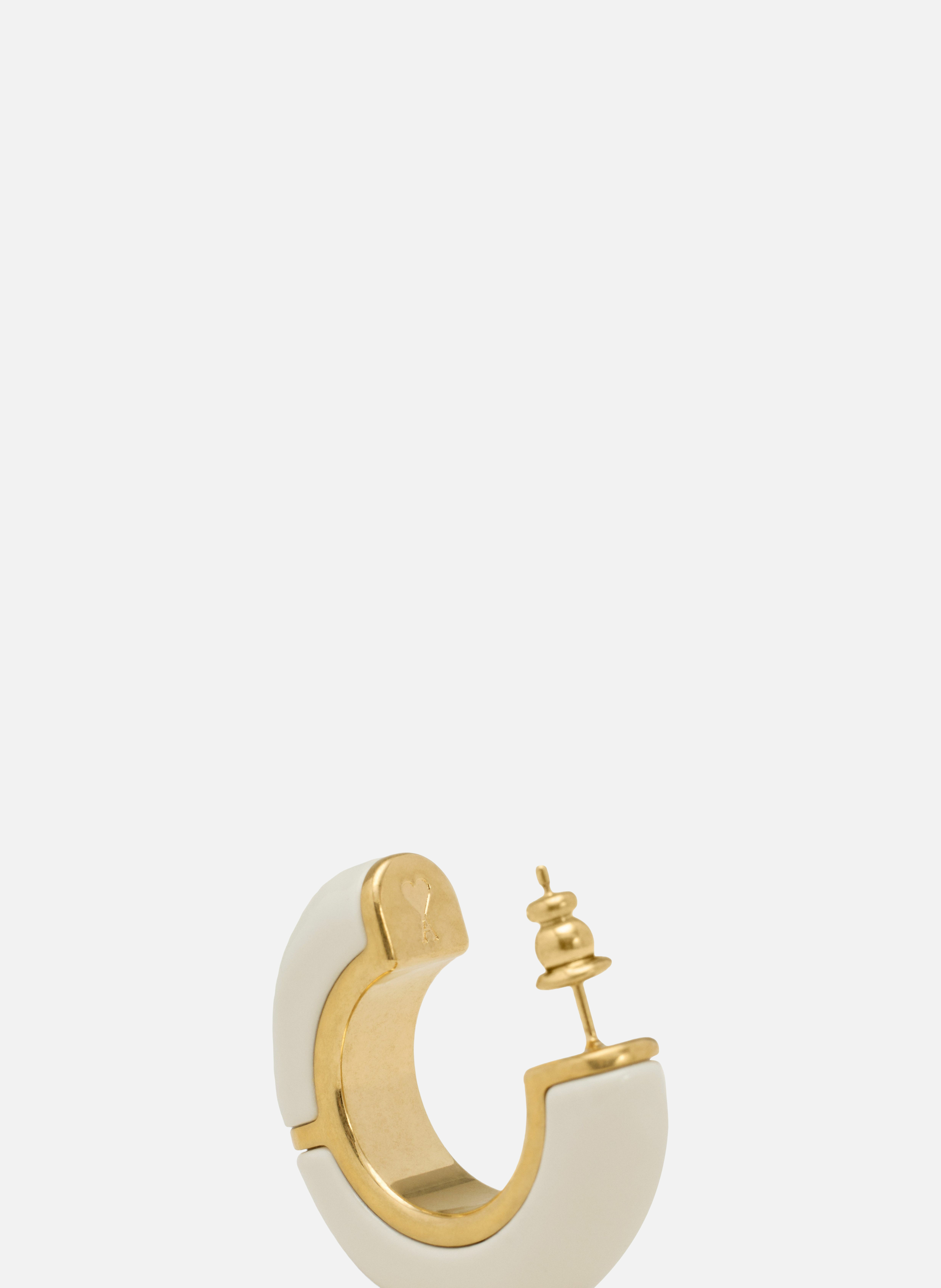 Boucles d'oreilles martelées laquées en laiton unisexes AMI PARIS Blanc