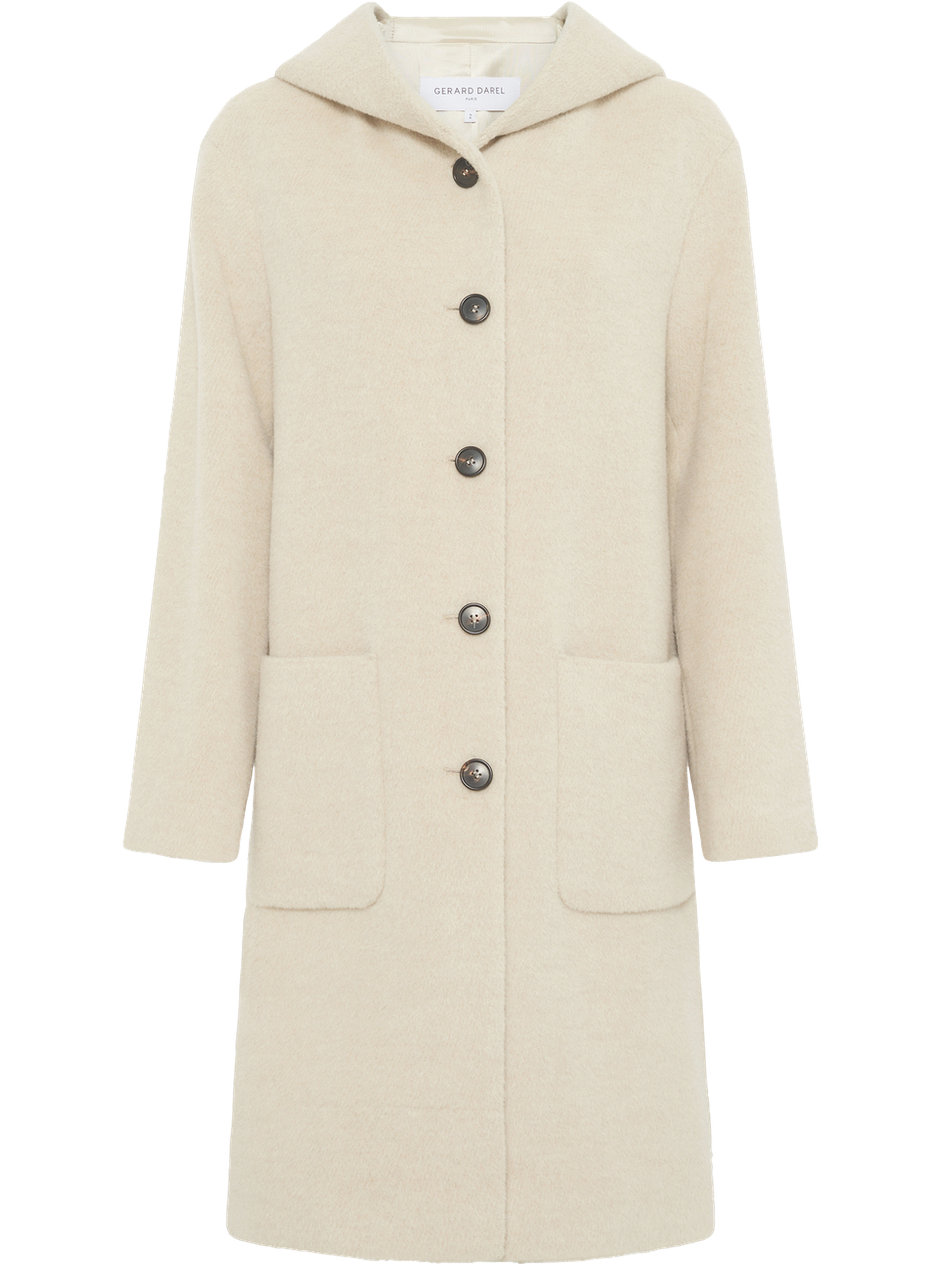 Manteau à capuche en laine et alpaga - malou GERARD DAREL Beige