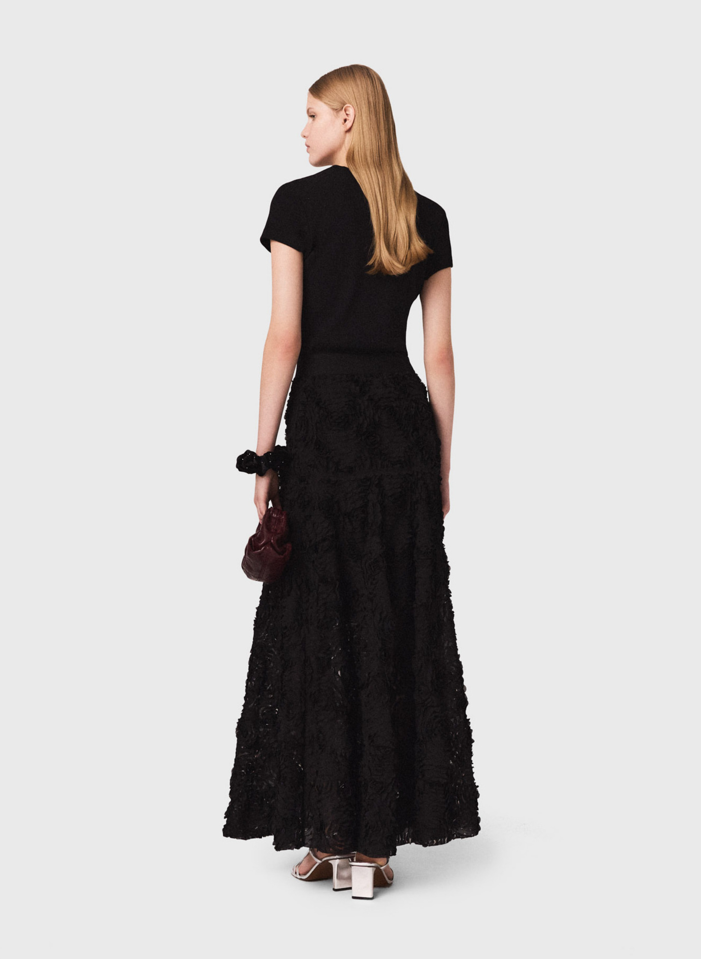 Tee-shirt col rond en coton mélangé MAJE Noir