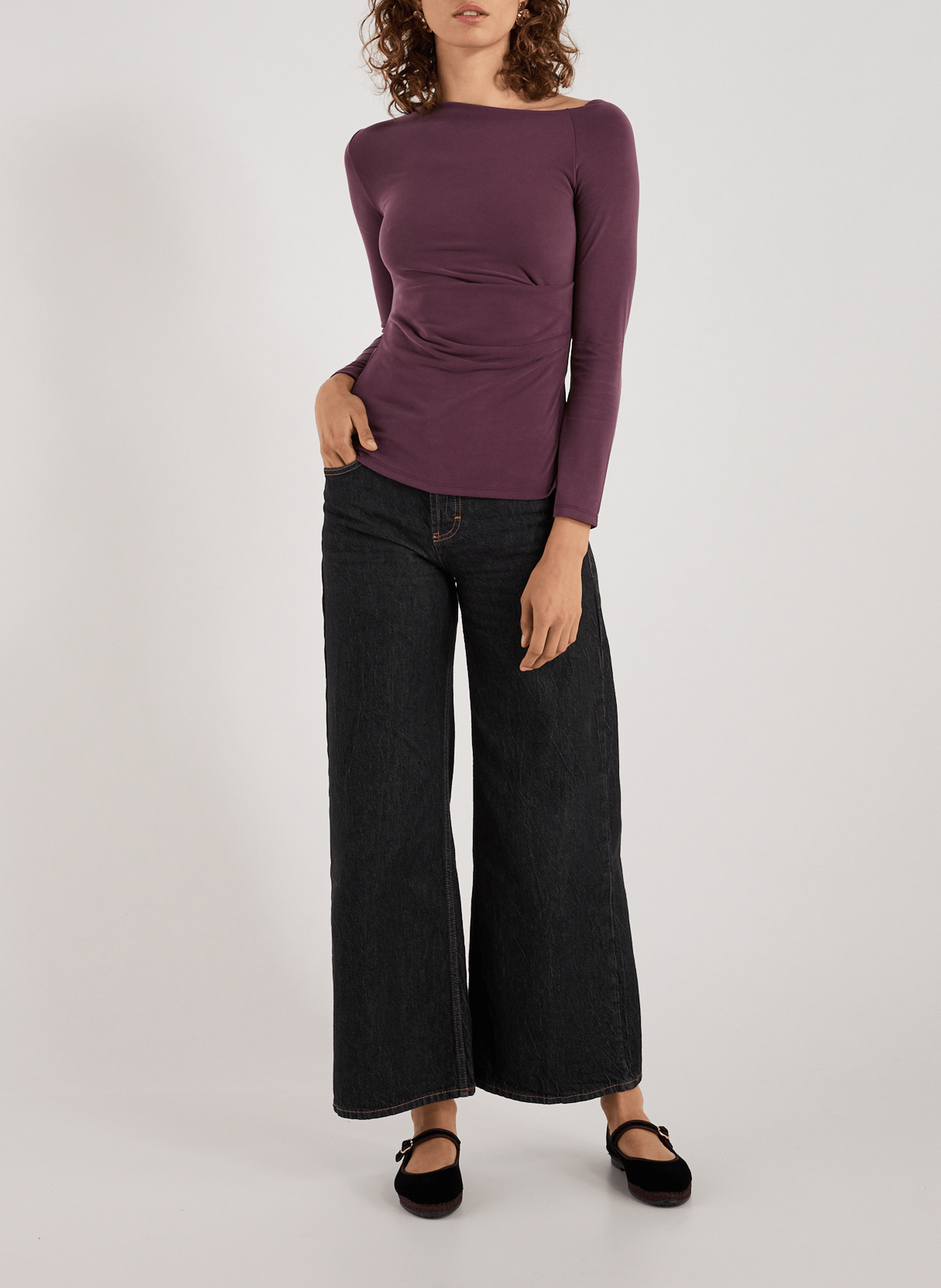 Top manches longues asymétrique  TOPSHOP Rouge