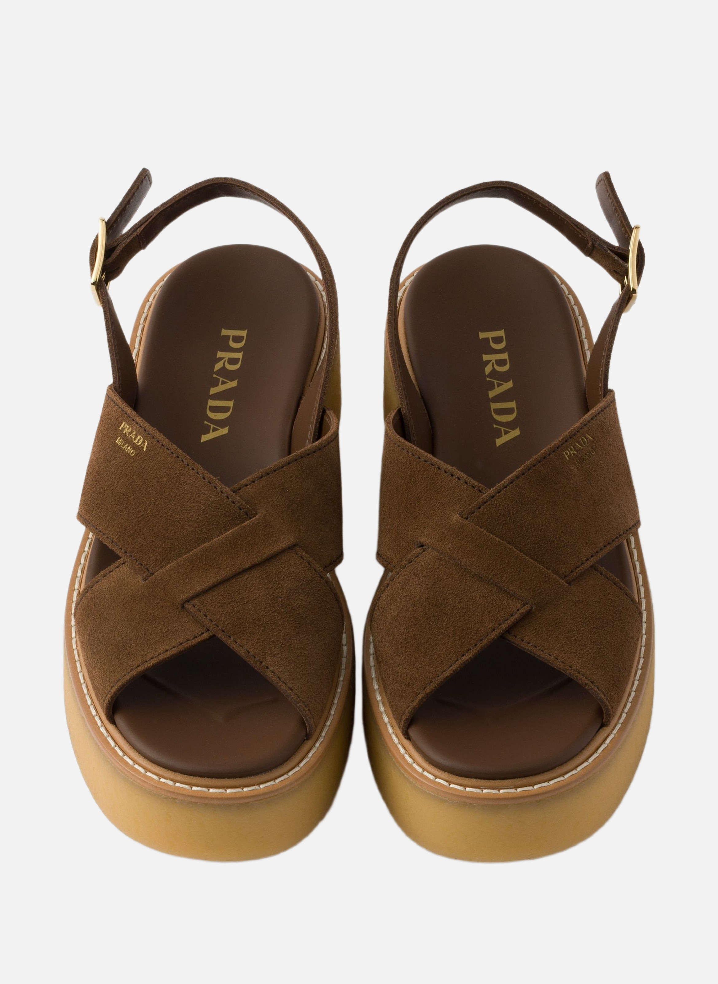 Sandales en veau velours PRADA Marron