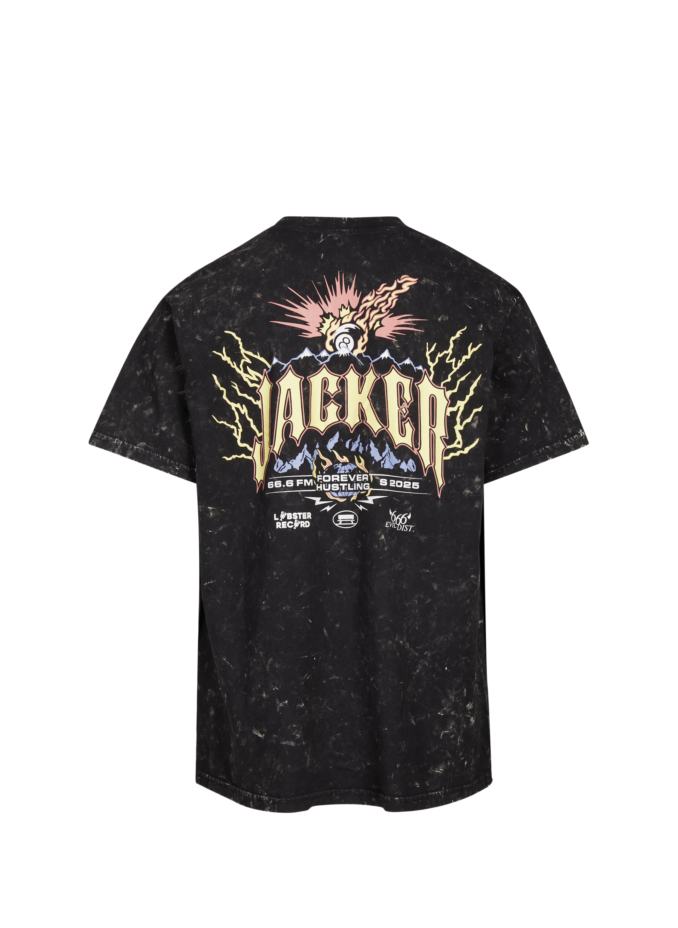 JACKER. T-shirt imprimé en coton Noir