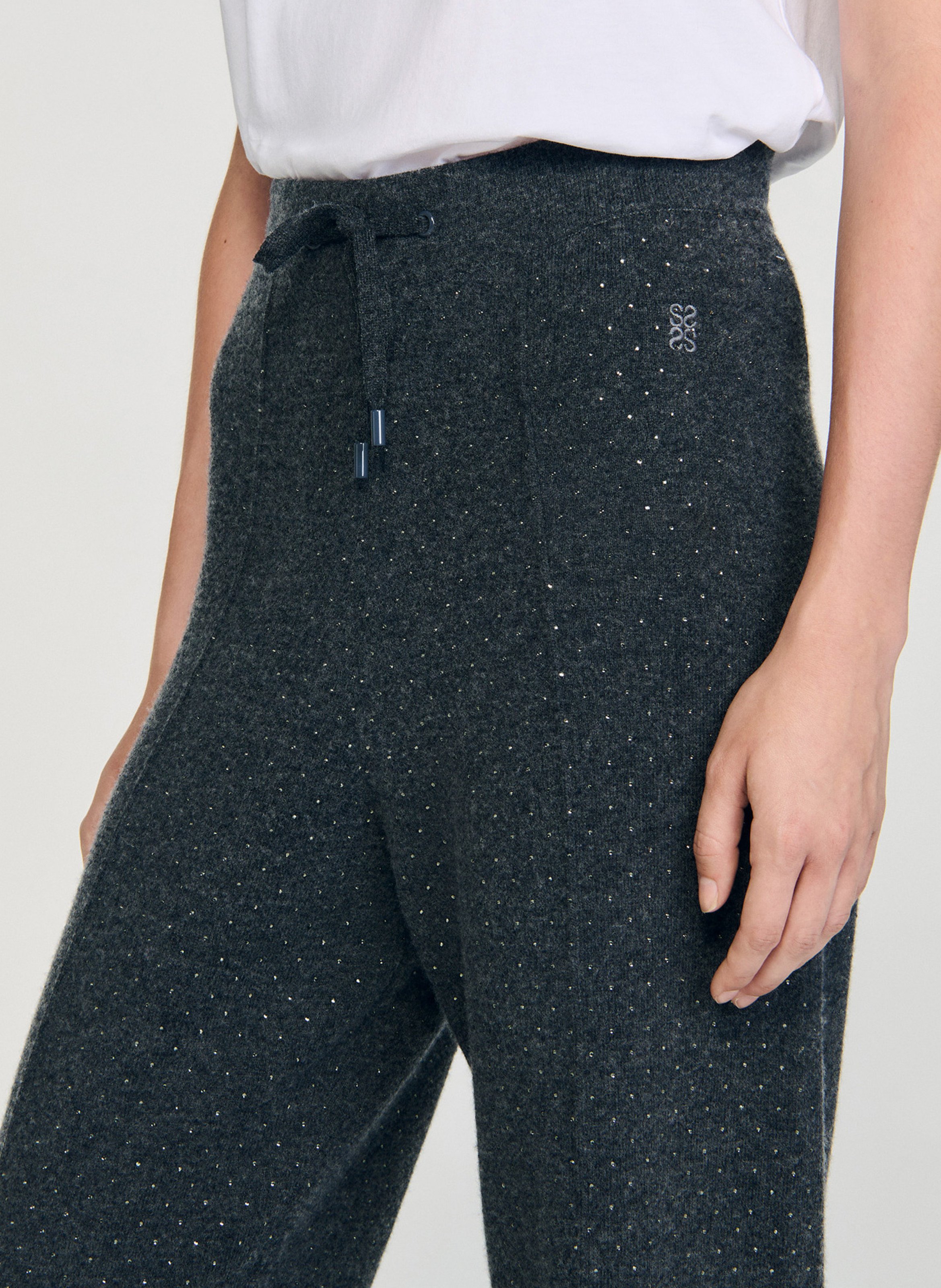 Pantalon large en laine mélangée SANDRO Gris