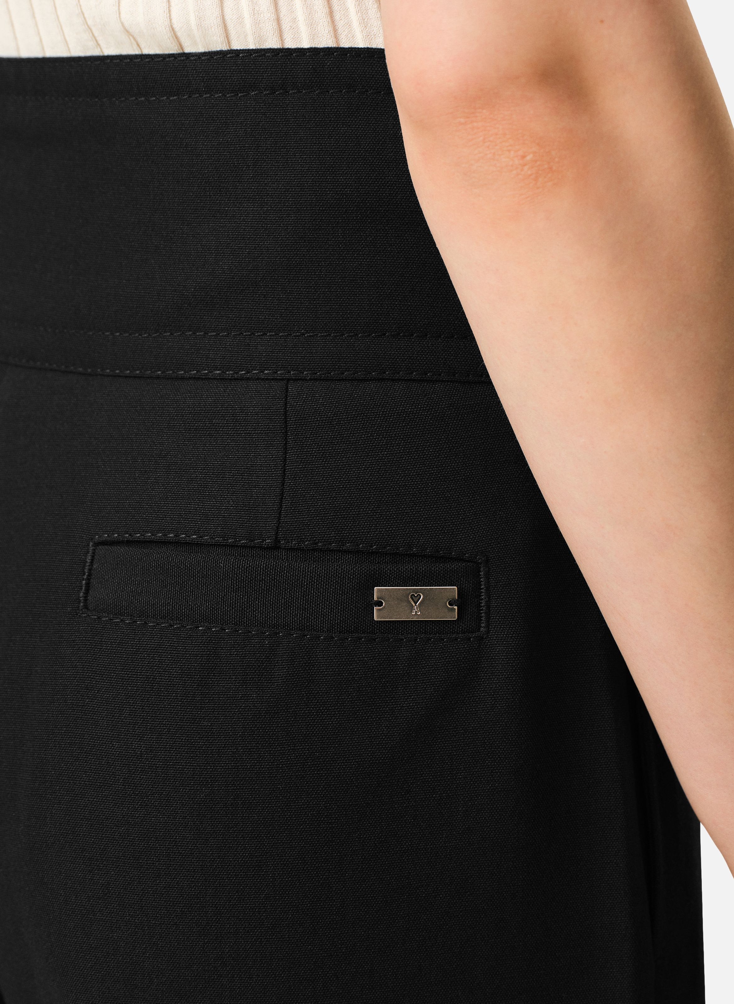 Pantalon à ceinture portefeuille en laine vierge AMI PARIS Noir