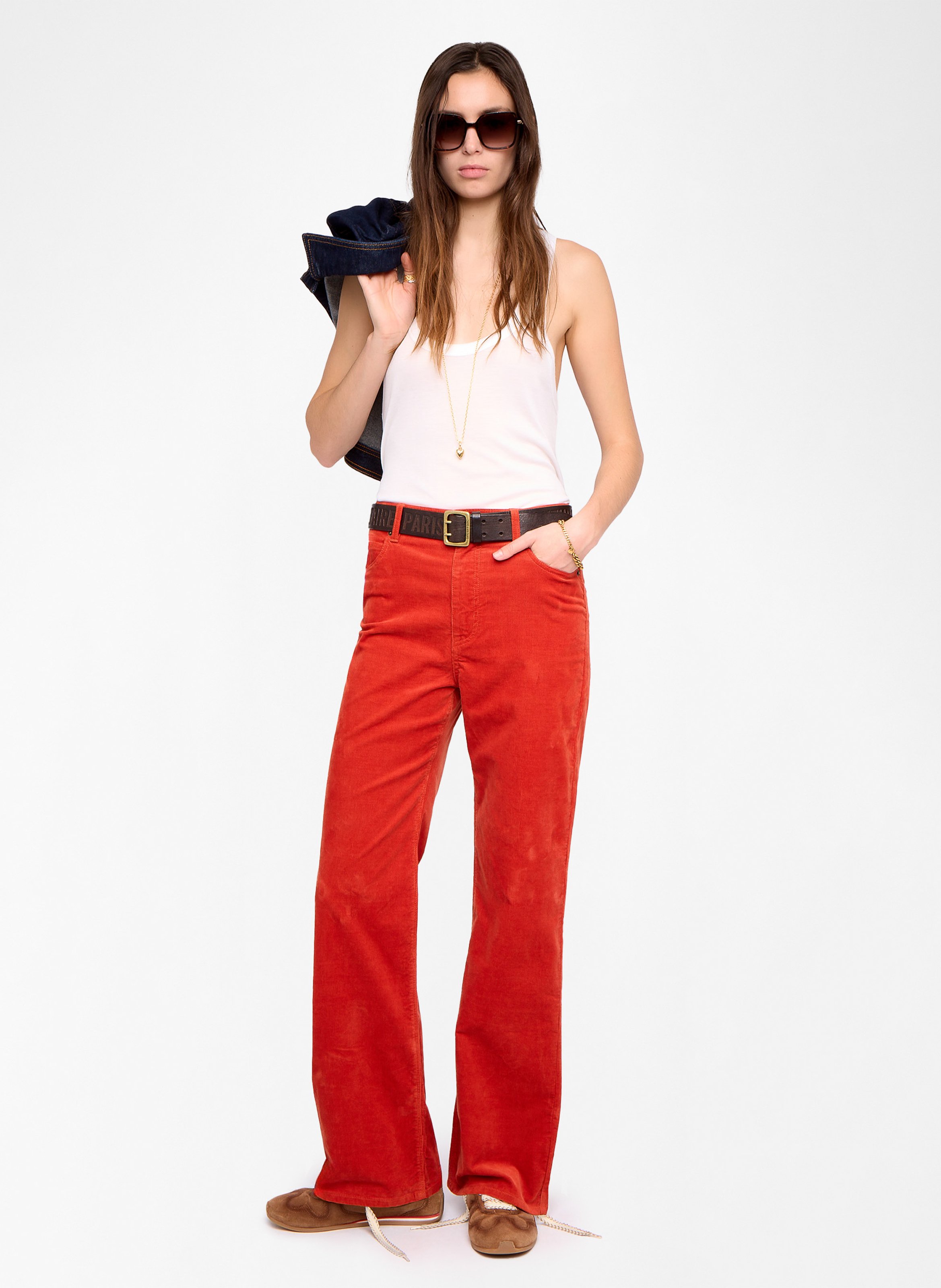 Pantalon droit taille haute uni evy ZADIG&VOLTAIRE Orange