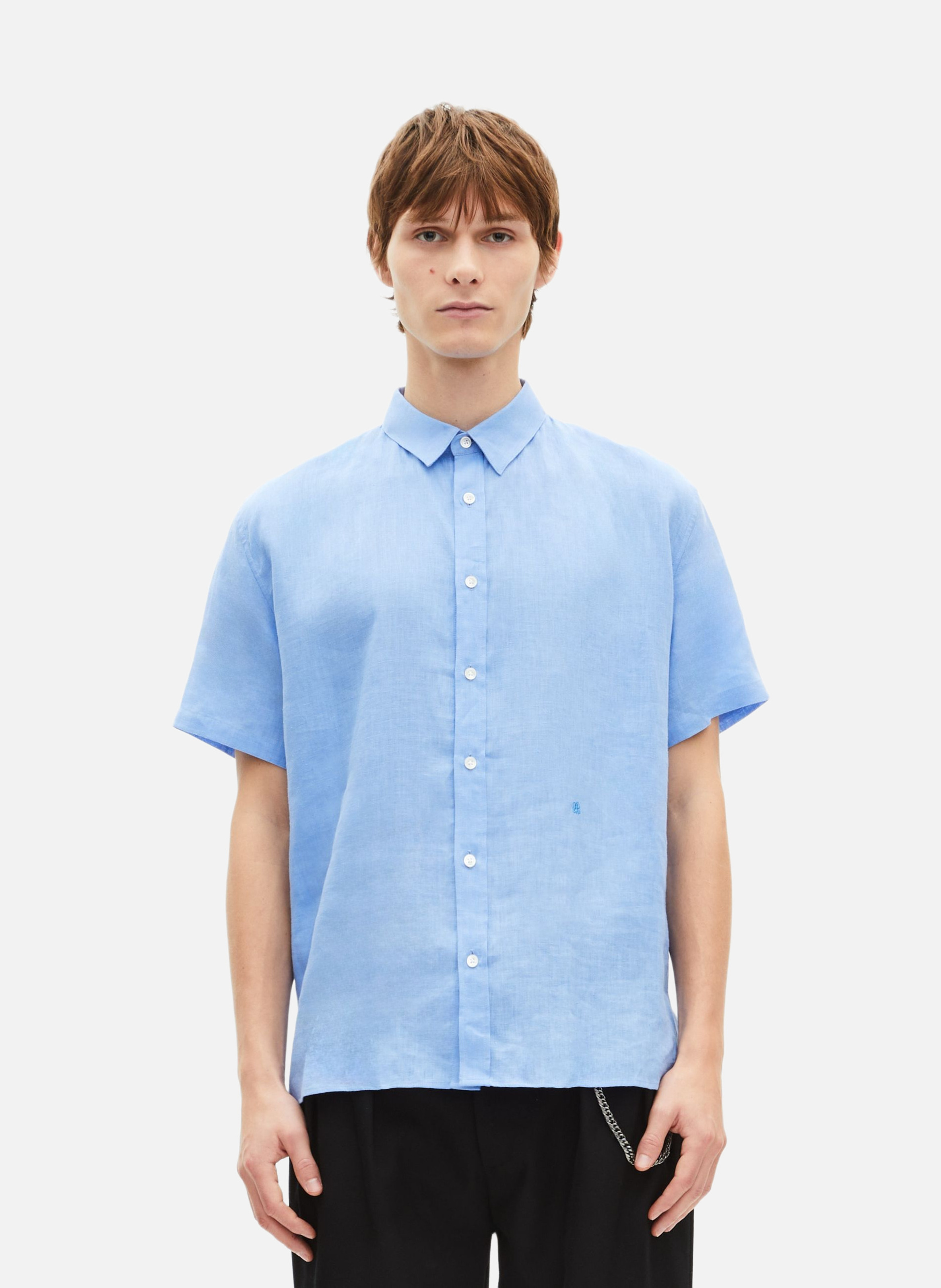 Chemise manches courtes en lin THE KOOPLES Bleu