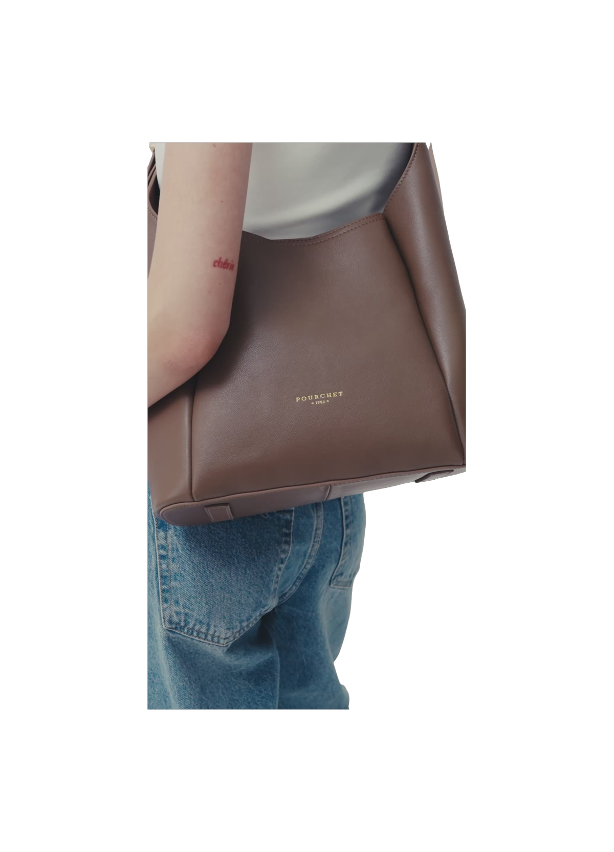 Sévigné | Sac besace hobo GM en cuir de vachette POURCHET Noir