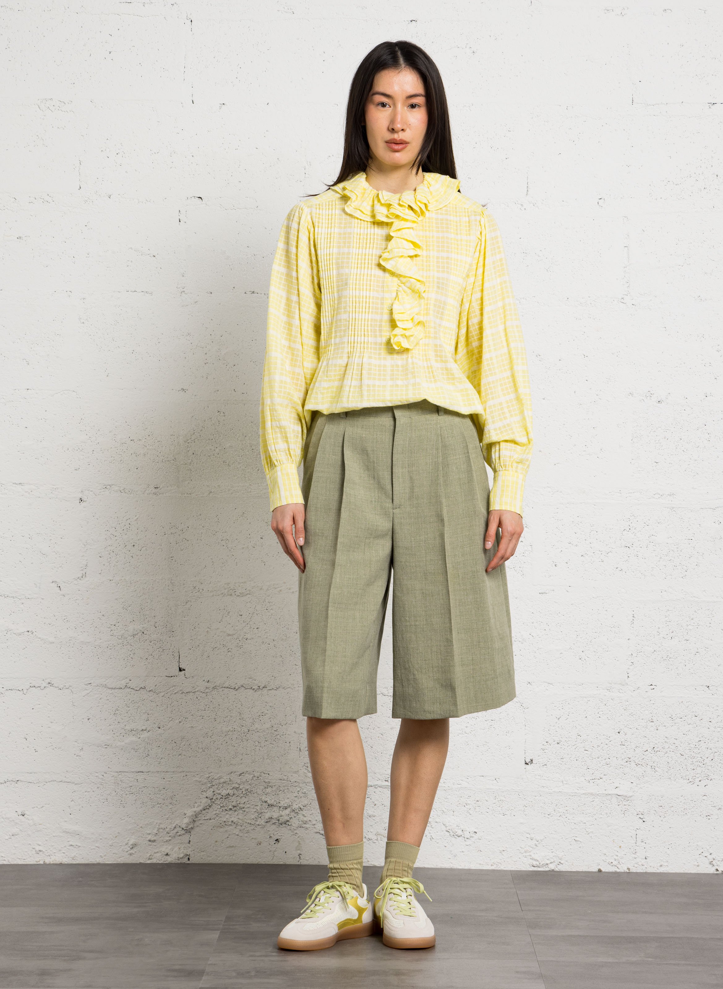 Bermuda large taille haute en coton imogen SOEUR Marron