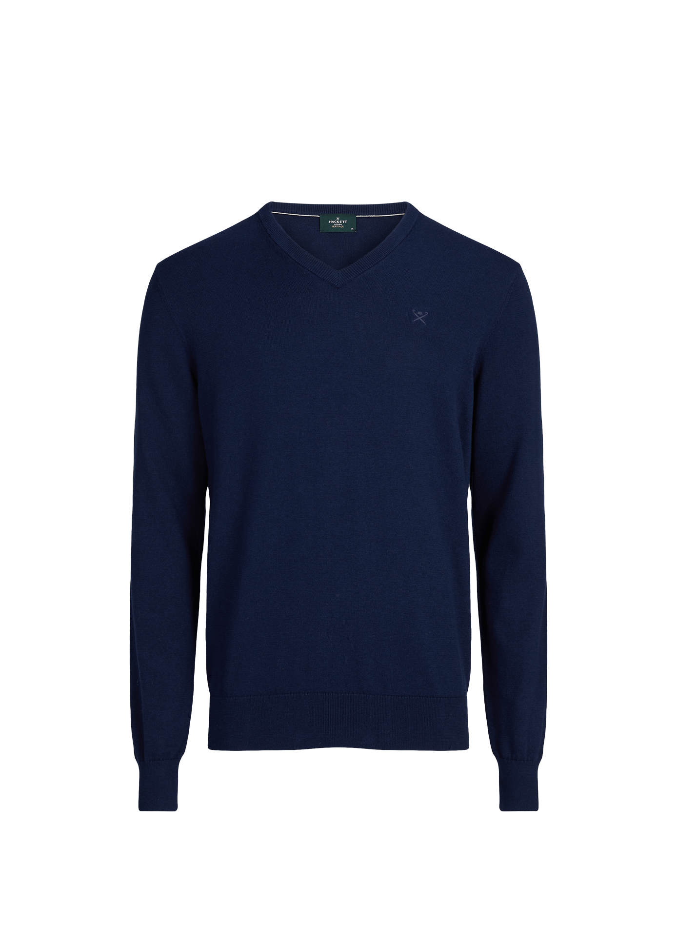 Pull col V en coton HACKETT Blue