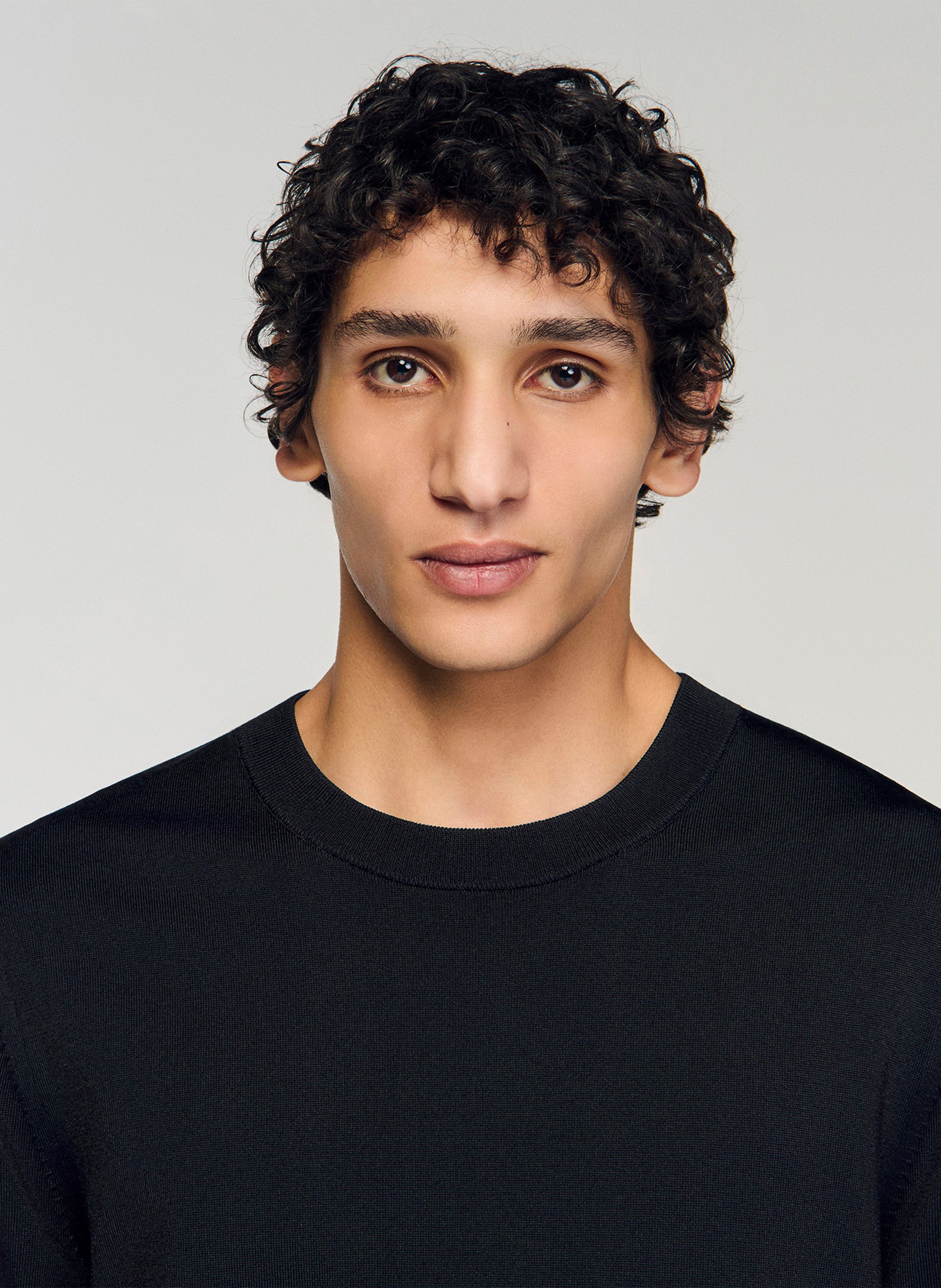 Tee-shirt col rond regular fit SANDRO Noir