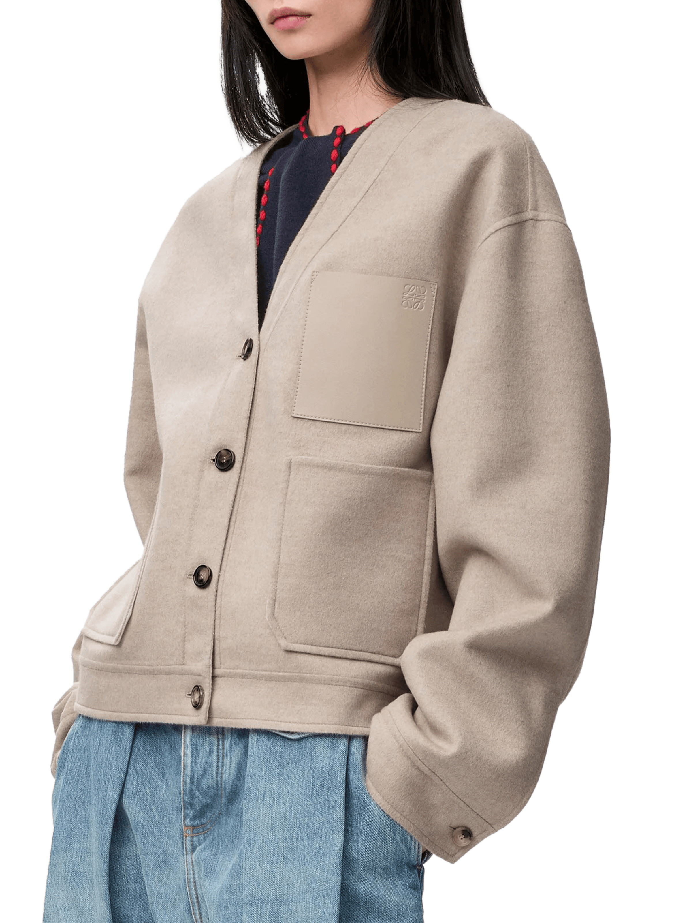 Cardigan droit en laine et cachemire LOEWE Beige