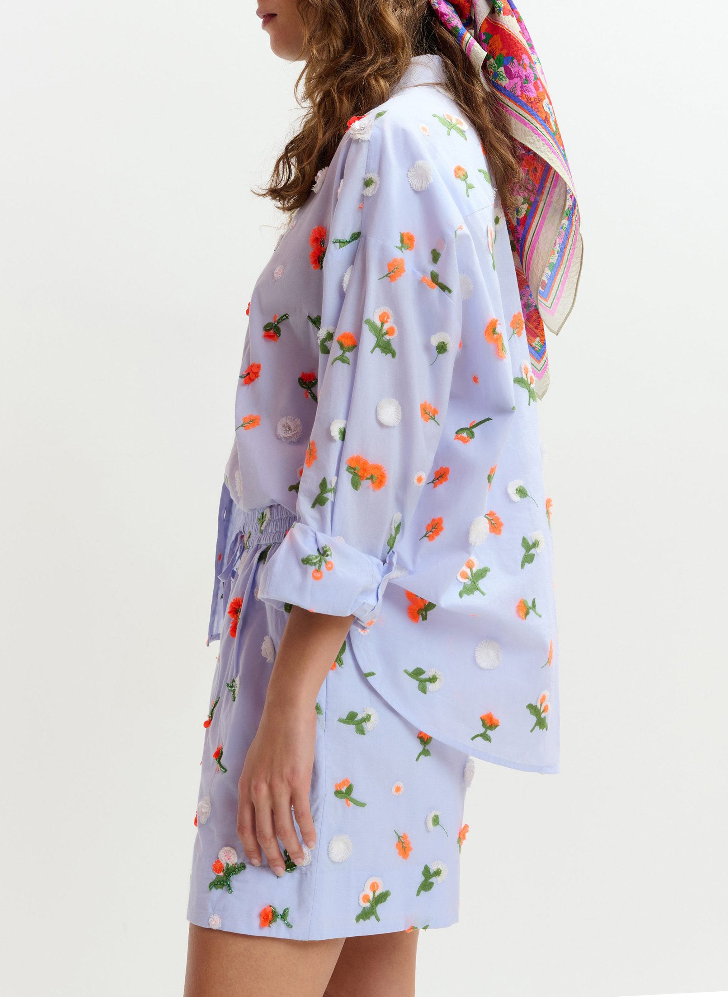 Chemise ample brodée en coton jimena ESSENTIEL ANTWERP Bleu