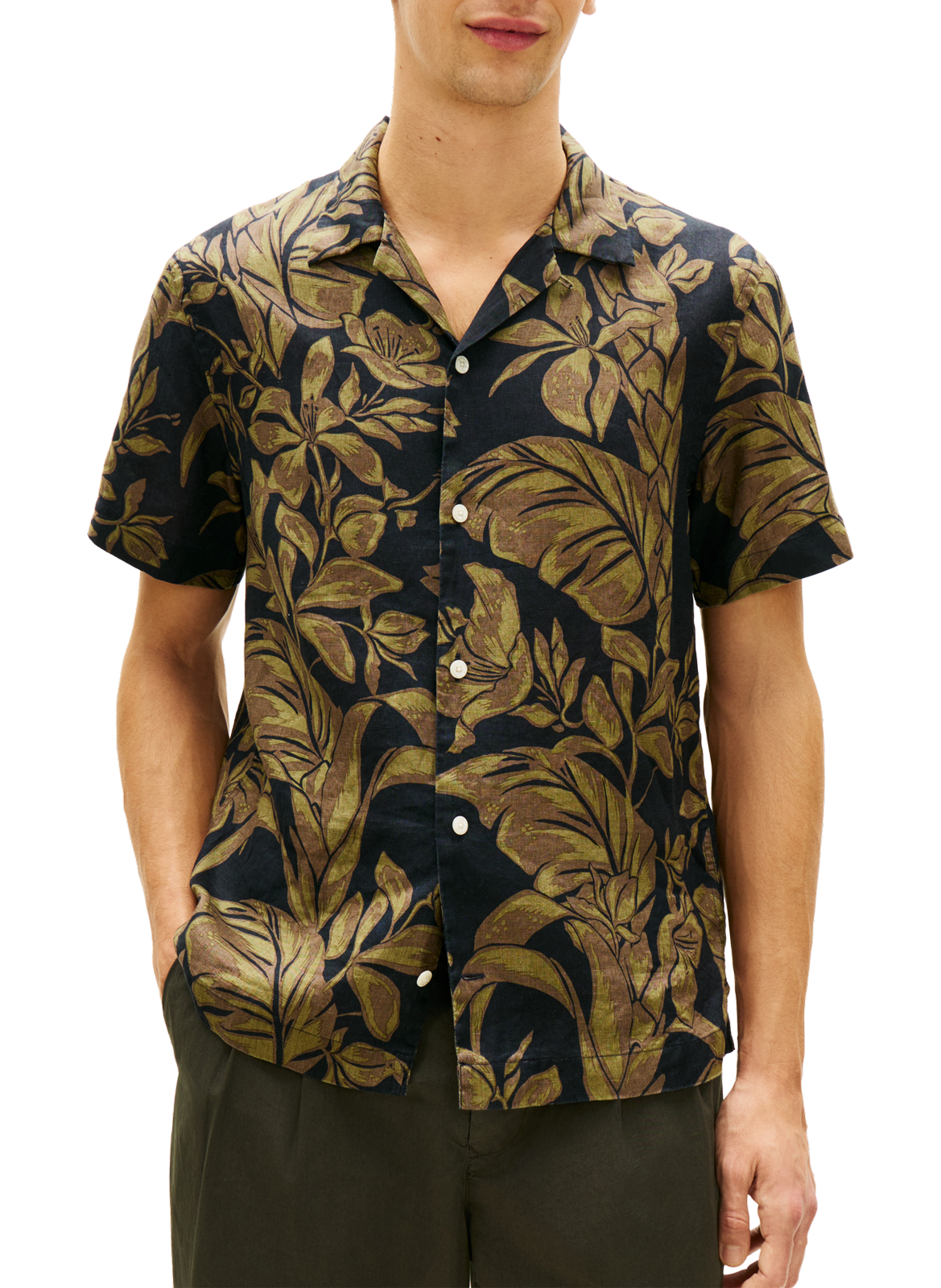 Straight shirt with floral pattern in linen TOMMY HILFIGER Multicolour