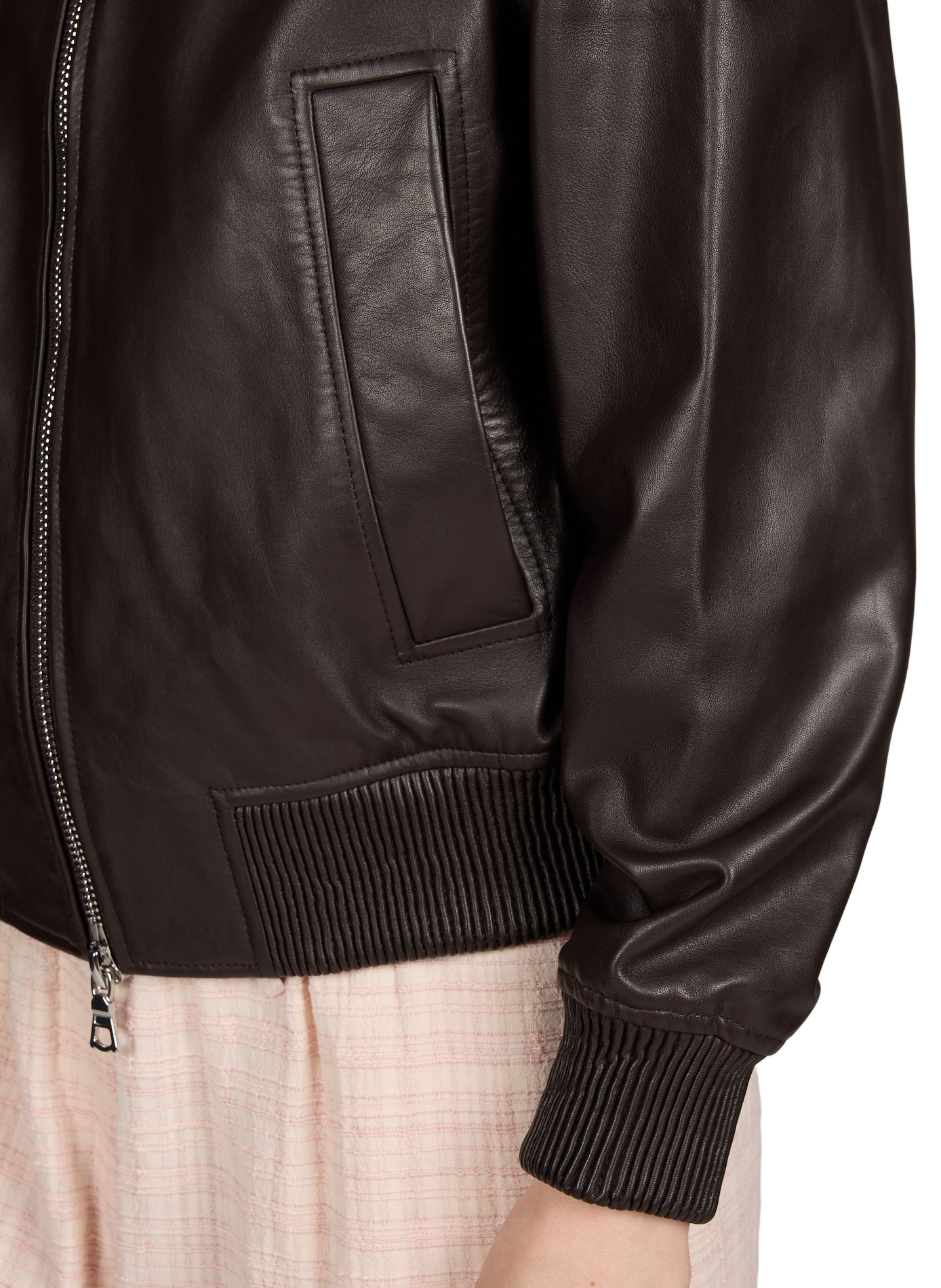 Chaqueta de cuero con cuello clásico OFFICINE GENERALE Marrón