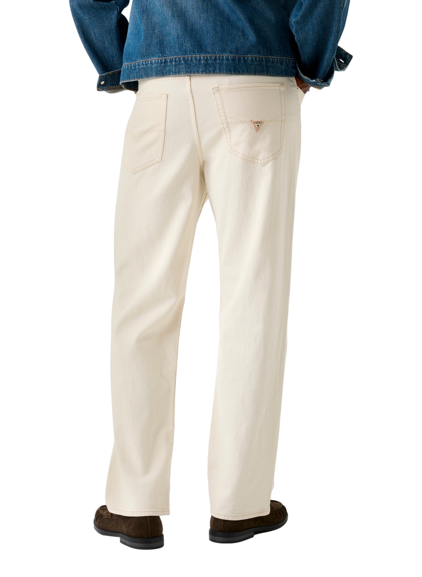 Jean Owen relaxed à taille mi-haute en coton GUESS Beige