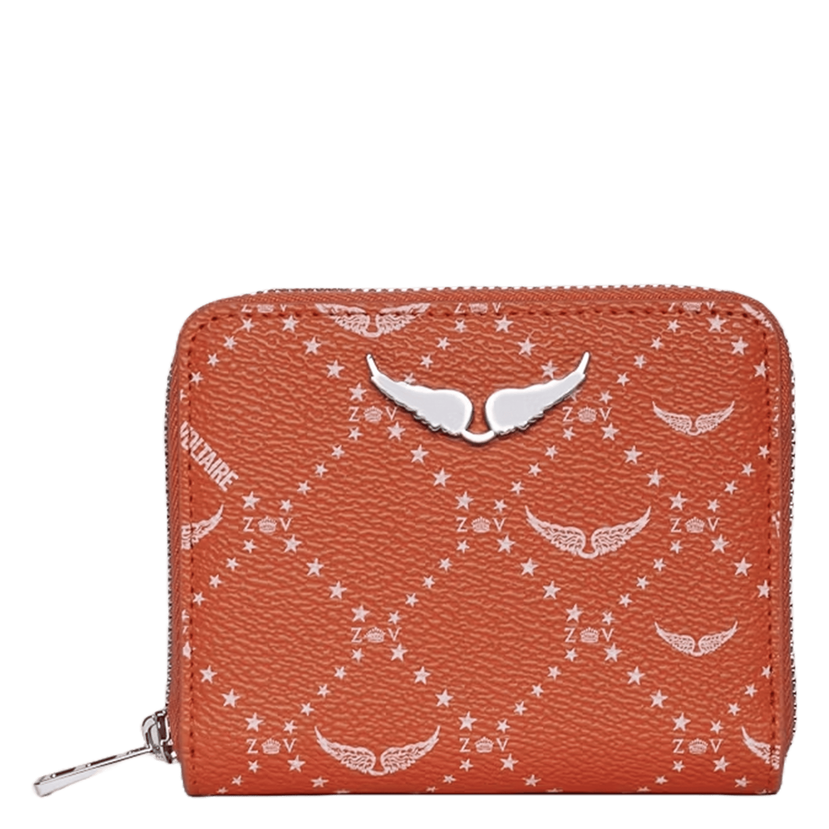 Mini ZV embossed shiny leather wallet ZADIG&VOLTAIRE Orange