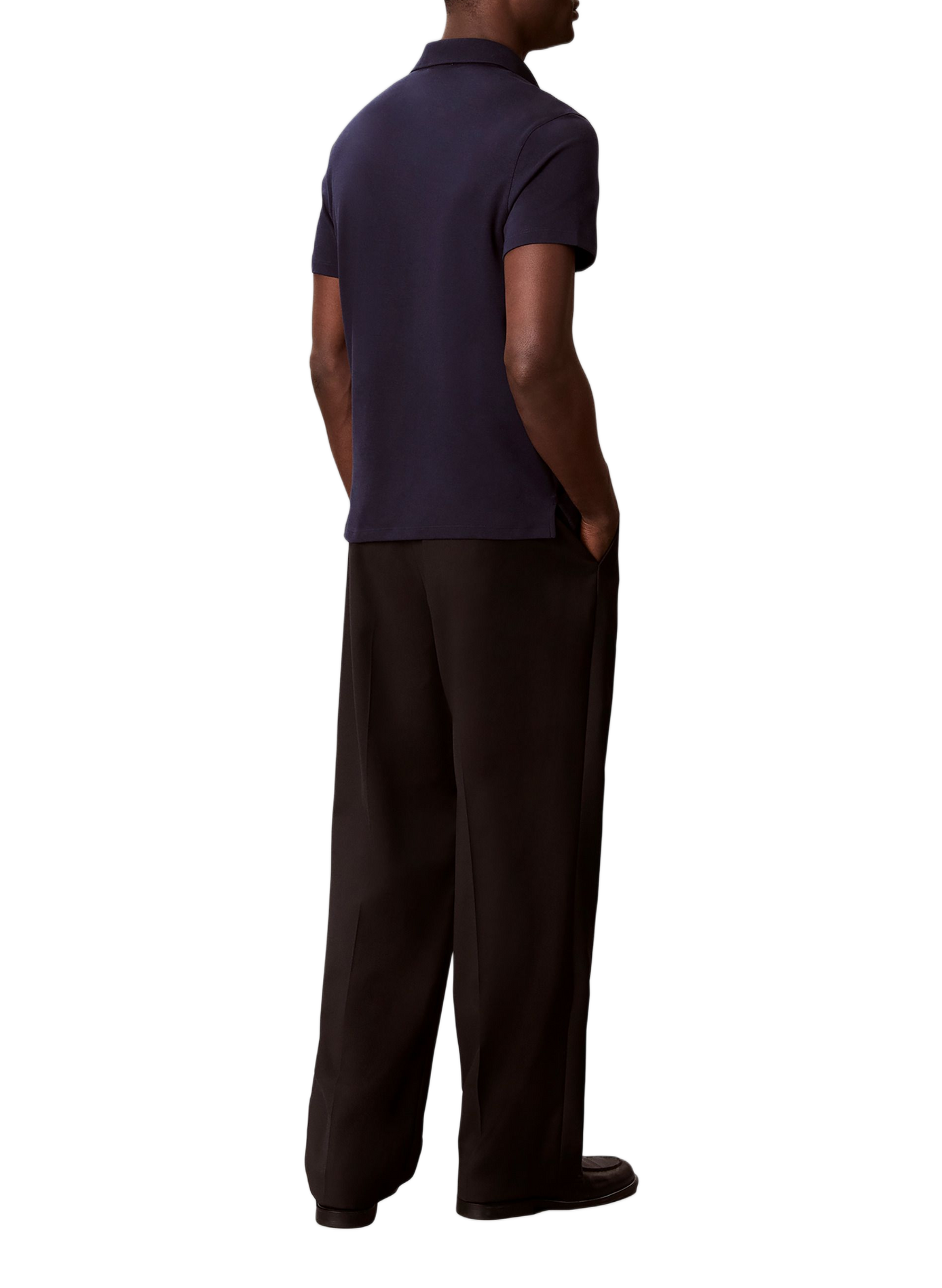 Solid polo shirt with embroidered logo patch in cotton CALVIN KLEIN Blue