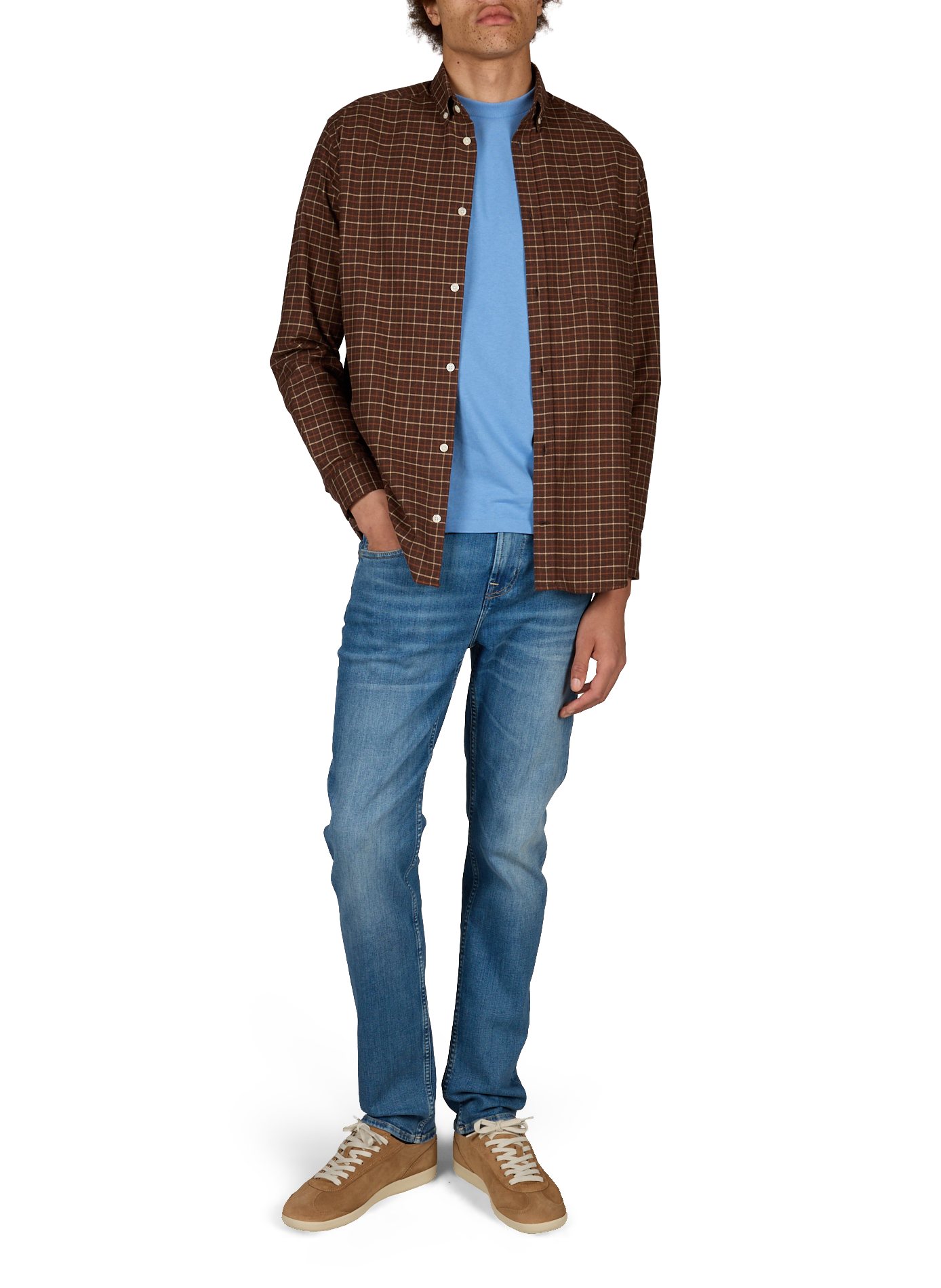 Straight cotton polo shirt AU PRINTEMPS PARIS Brown