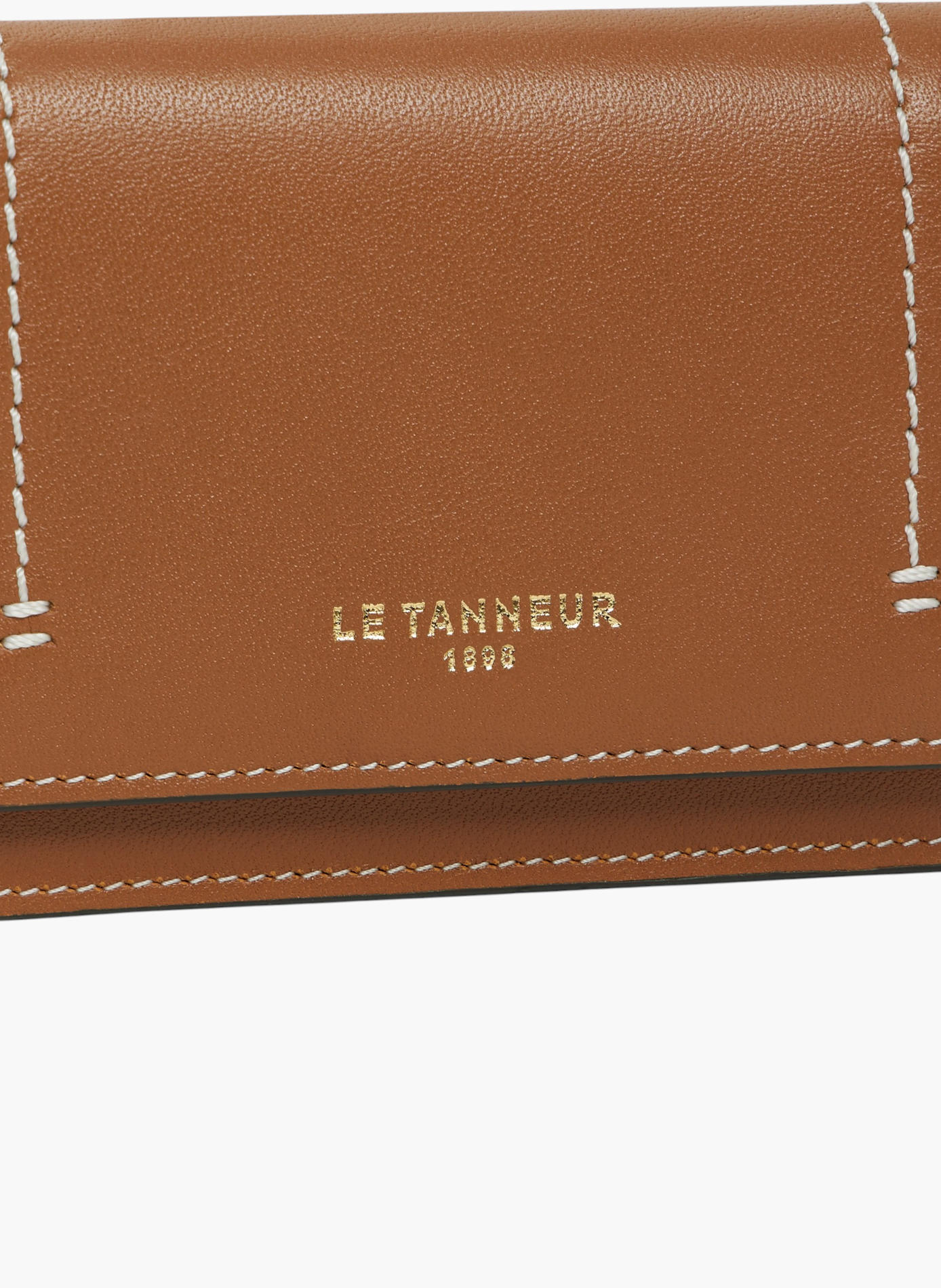 Petit porte cartes à rabat louison en cuir lisse LE TANNEUR Marron