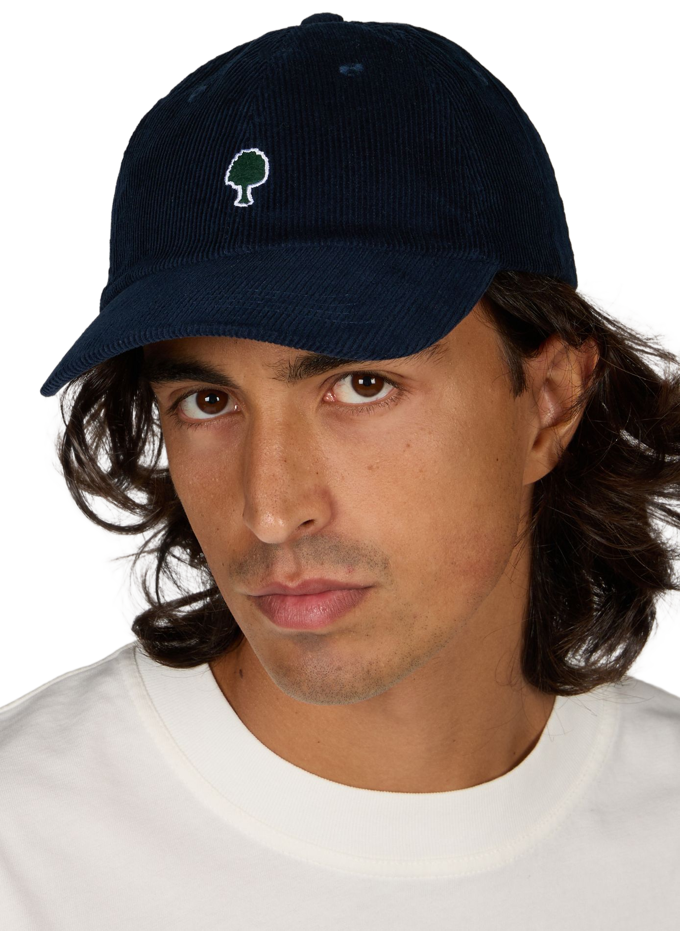 Kappe mit Logo aus geripptem Baumwollvelours FAGUO Blau