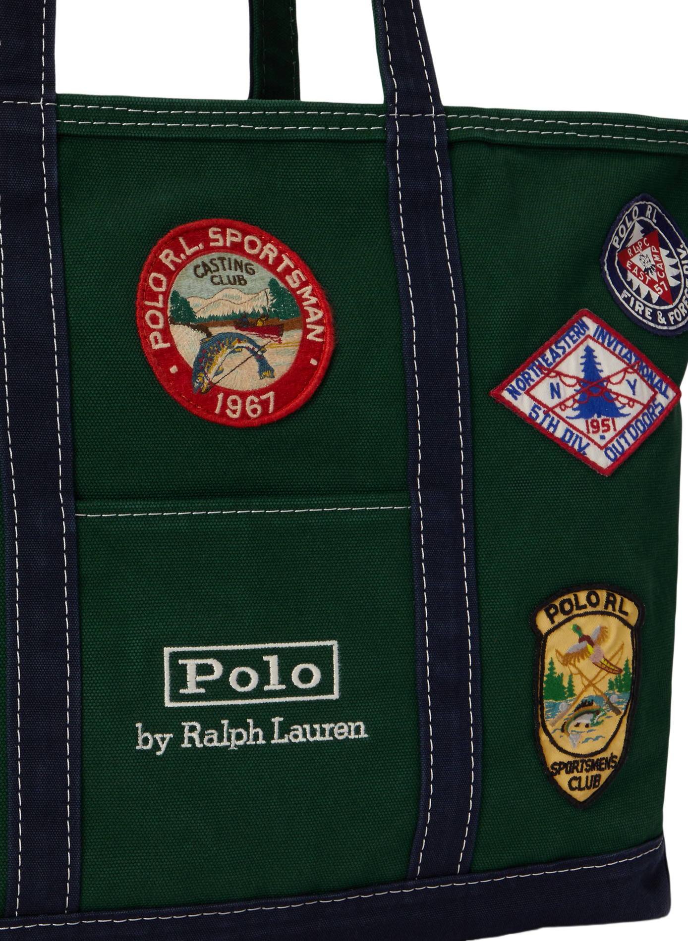 Leather bag with embroidered patches POLO RALPH LAUREN Green