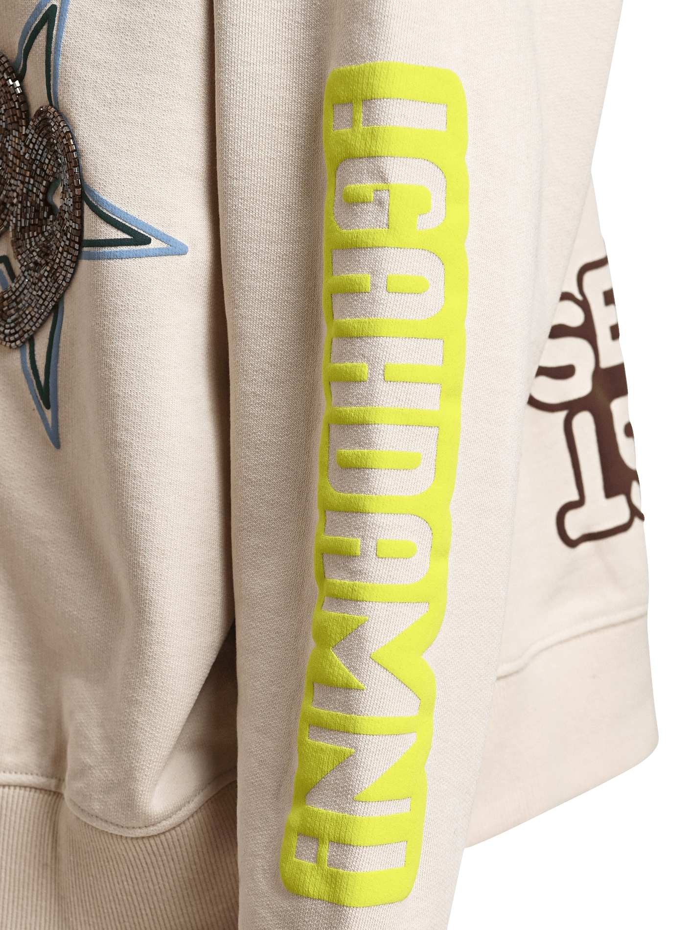 Sweat ample col rond imprimé en coton kampus ESSENTIEL ANTWERP Blanc