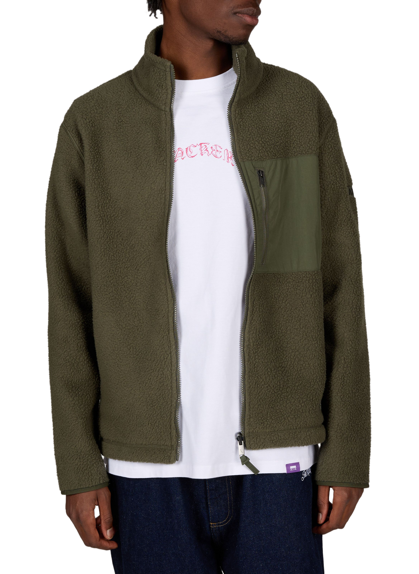 Gerade geschnittene Fleecejacke mit Stehkragen AIGLE Khaki
