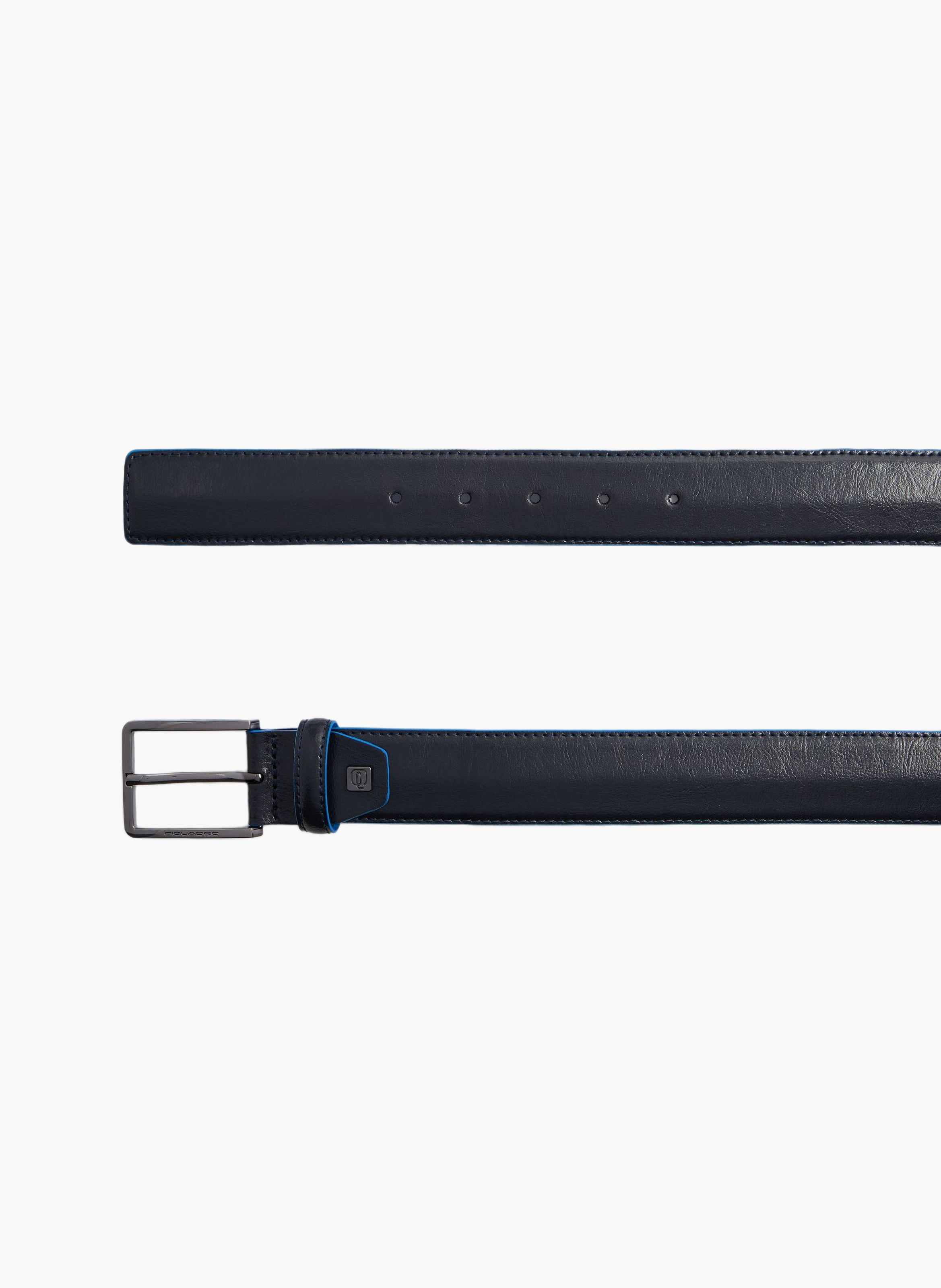 Men's leather belt with prong buckle, made in italy PIQUADRO Blue
