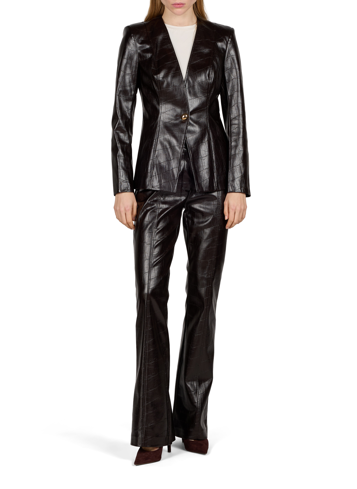Alessandria straight-cut jacquard jacket GUESS Brown