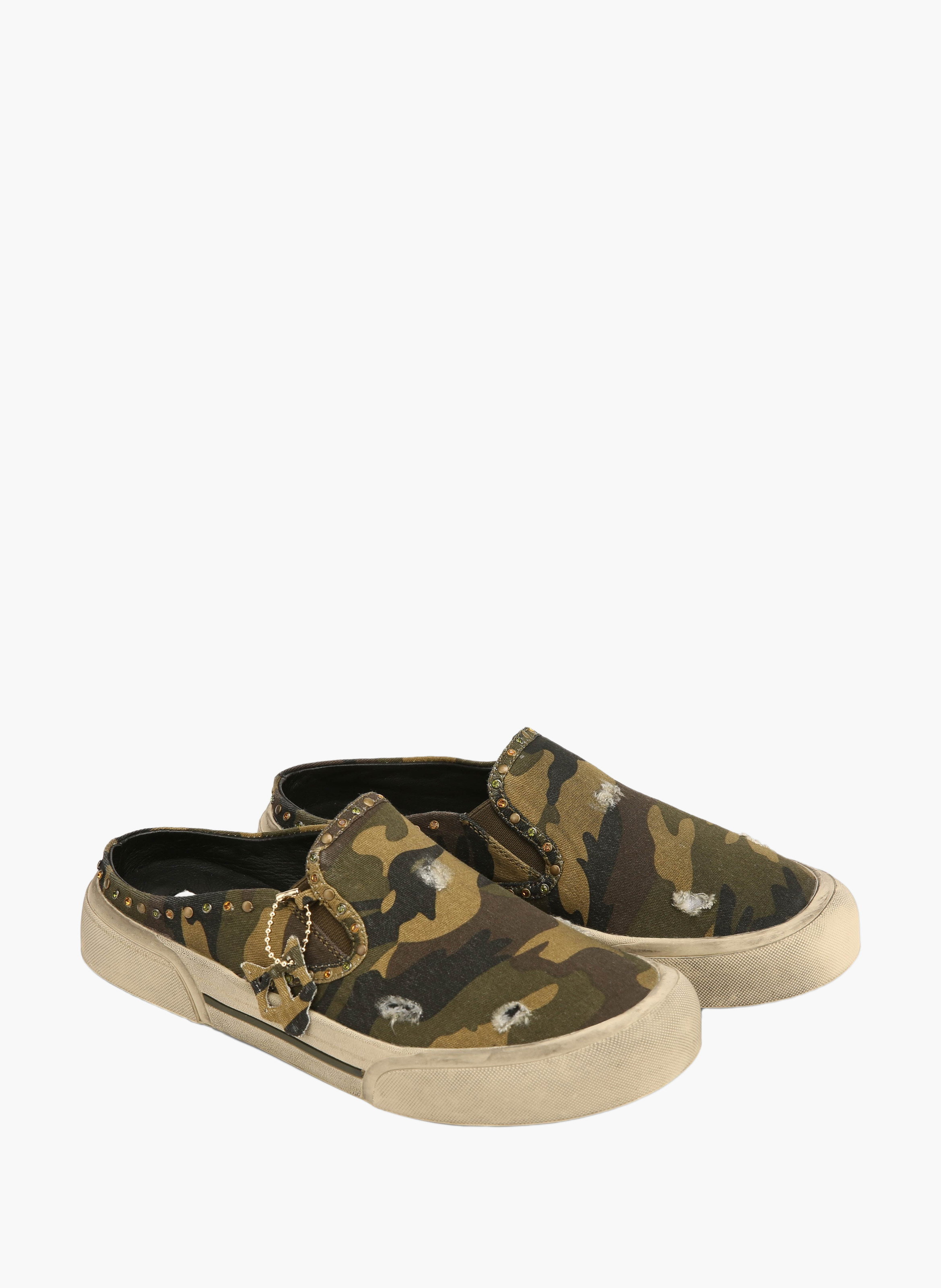 Mules military en toile NAKED WOLFE Vert