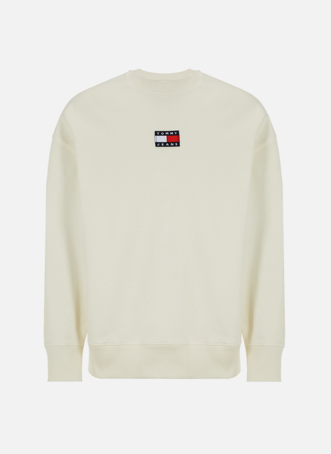 Sweatshirt oversize à logo en coton biologique BeigeTOMMY HILFIGER 