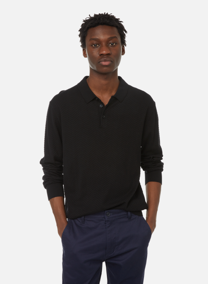 Long-sleeved cotton polo shirt ESPRIT