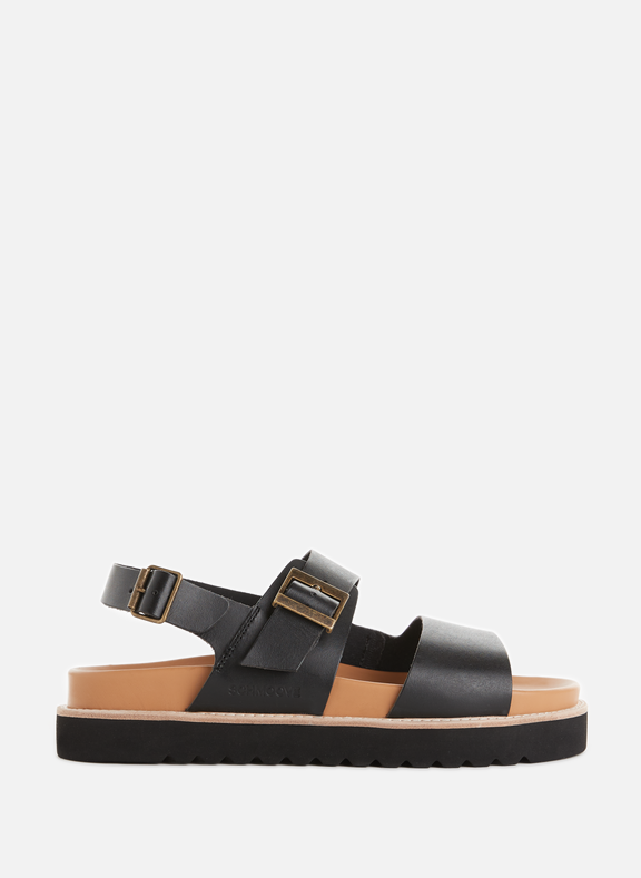 SCHMOOVE Oliva flat leather sandals Black