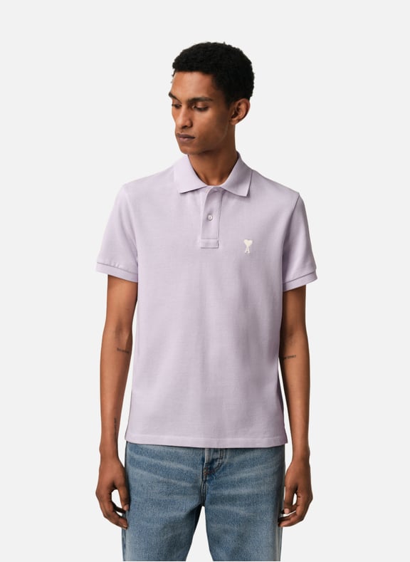 Polo ami de coeur ecru Violet by AMI PARIS AMI PARIS Polo ami de coeur ecru Violet