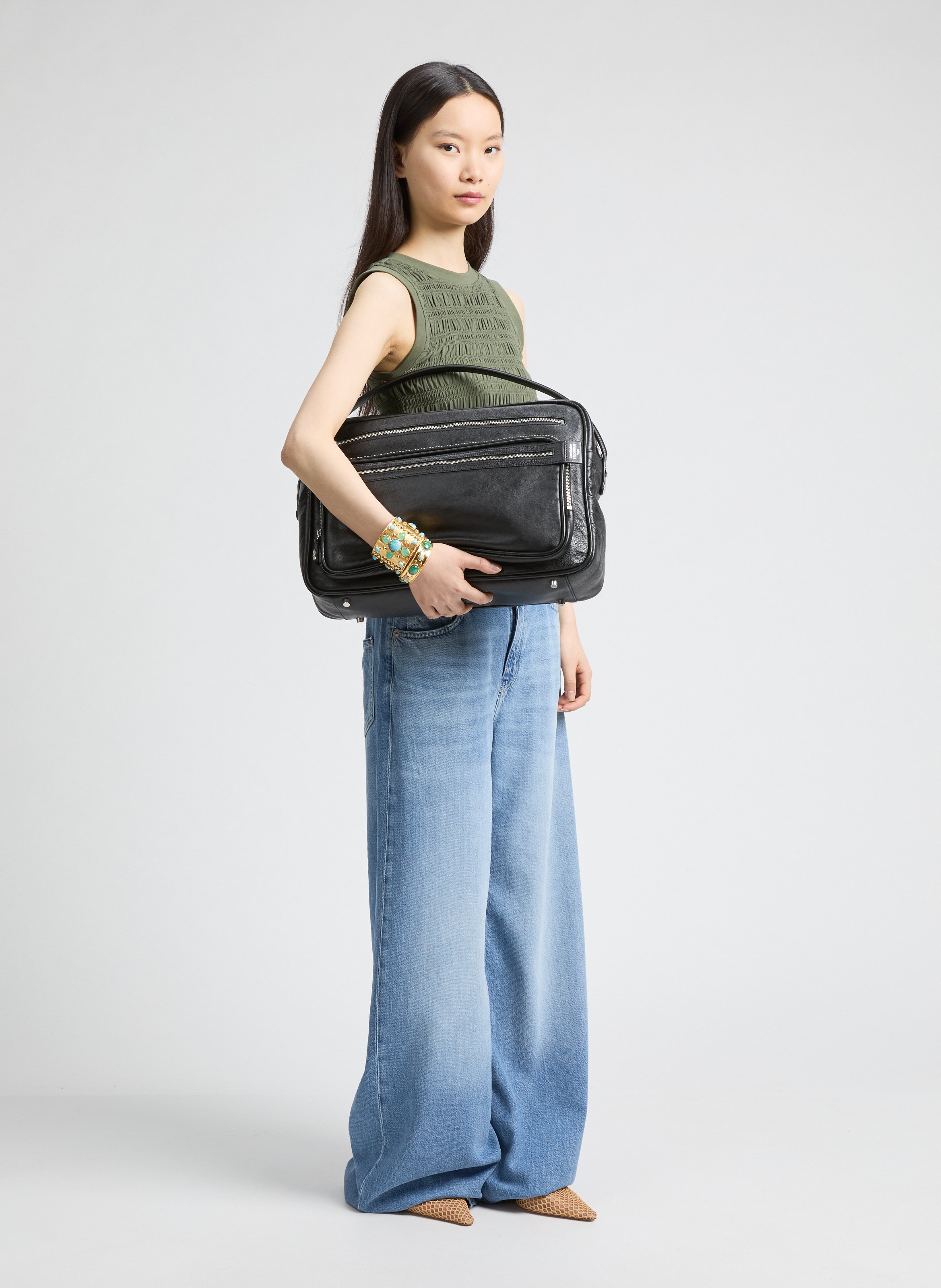 Camero Umhängetasche aus Leder ACNE STUDIOS Schwarz